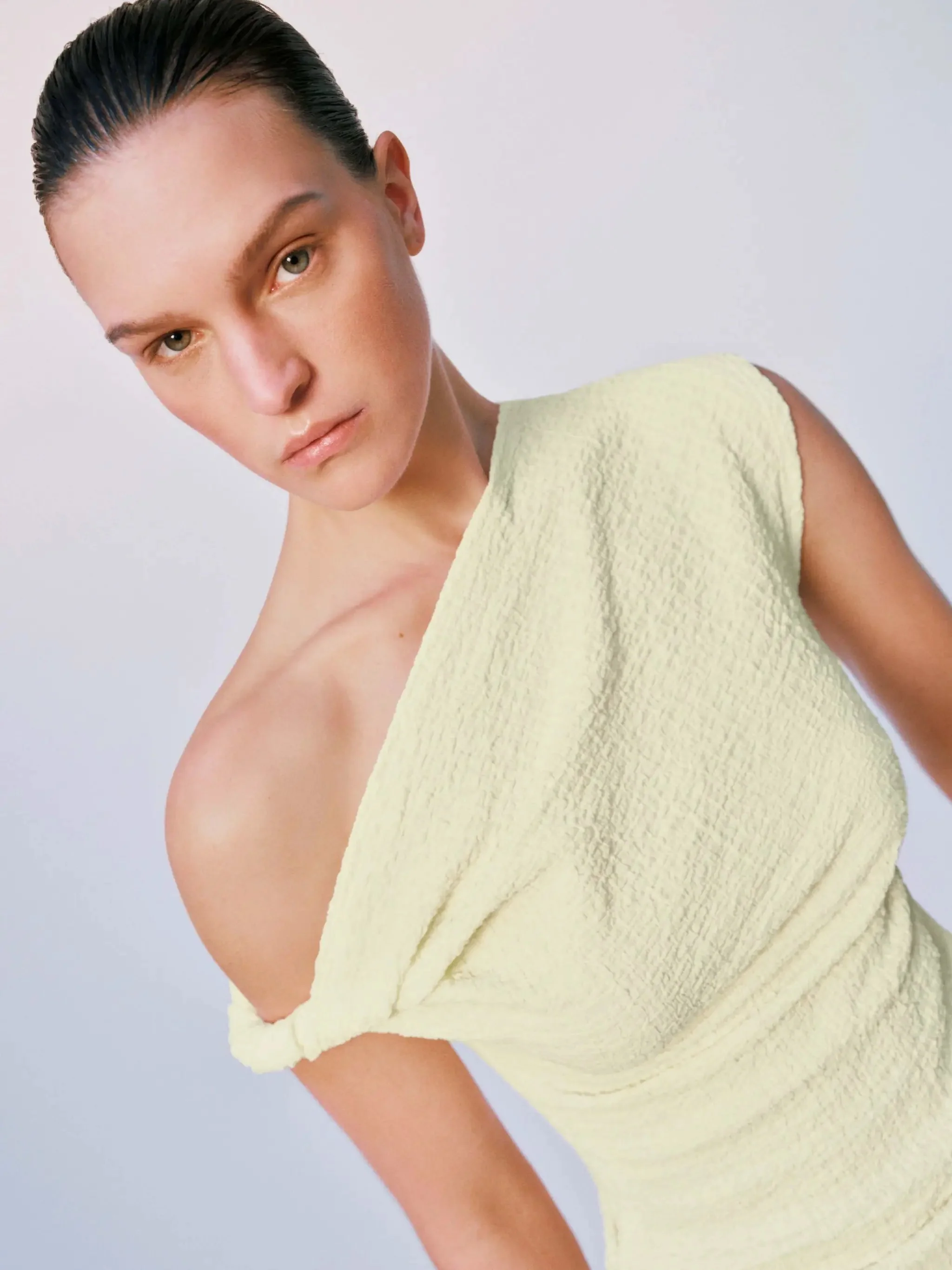 One Shoulder Skinny Fit Stretch Fabric T-Shirts
