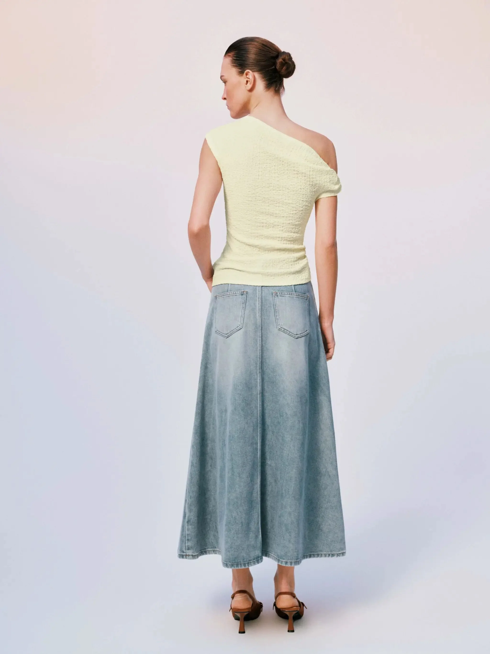 One Shoulder Skinny Fit Stretch Fabric T-Shirts