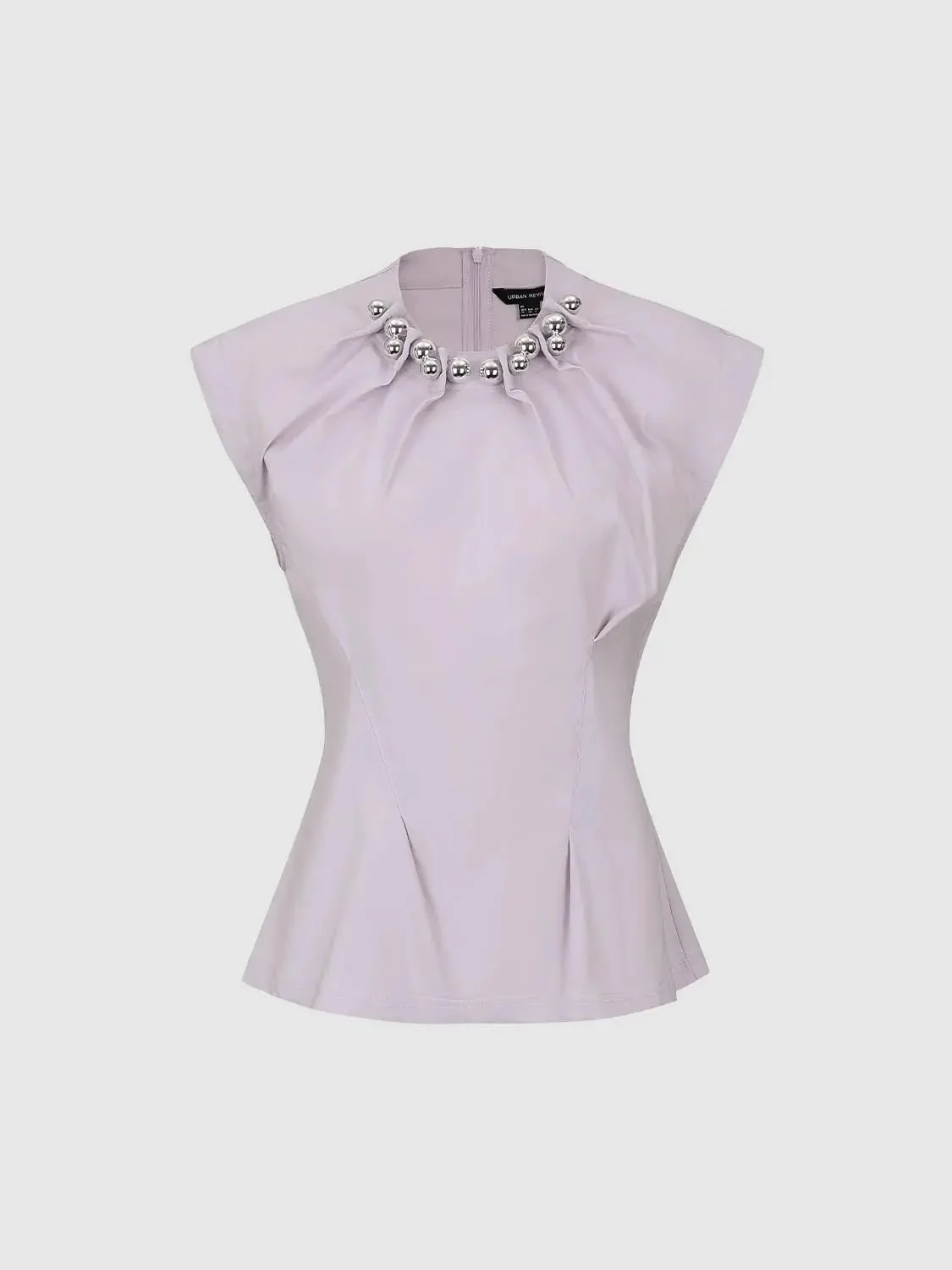 Pleat Detail Beaded Cap Sleeve Shirts