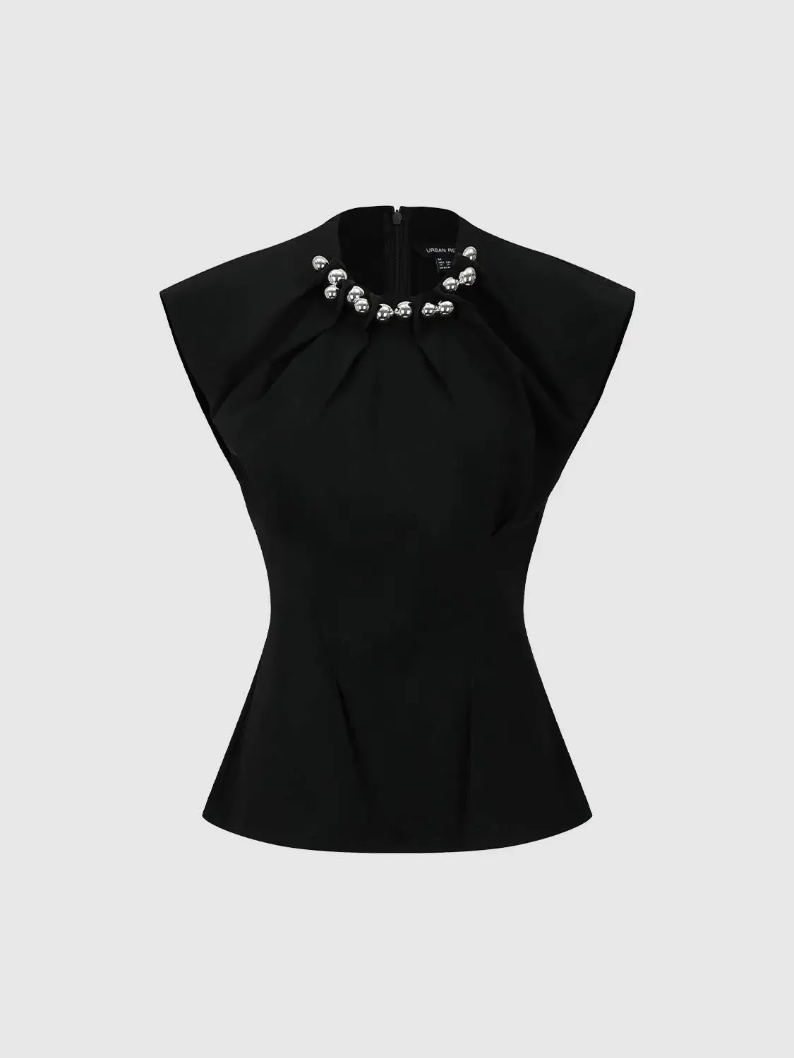 Pleat Detail Beaded Cap Sleeve Shirts