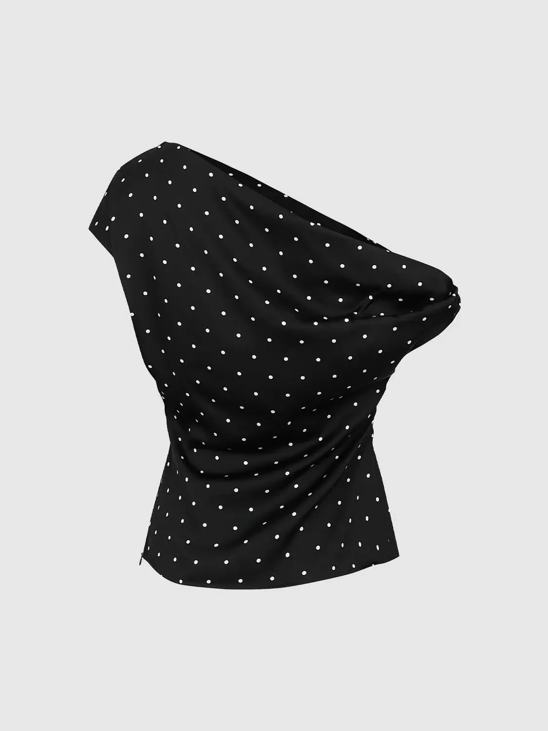 10184-polka-dot-one-shoulder-ruched-elegant-top-2.webp Polka Dot One Shoulder Ruched Elegant Top