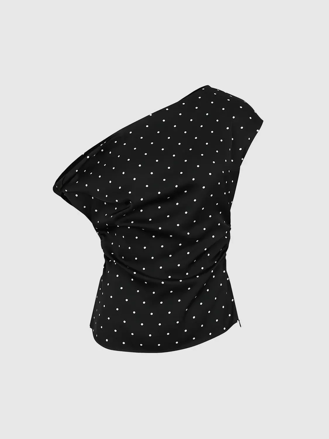 10184-polka-dot-one-shoulder-ruched-elegant-top-4.webp Polka Dot One Shoulder Ruched Elegant Top