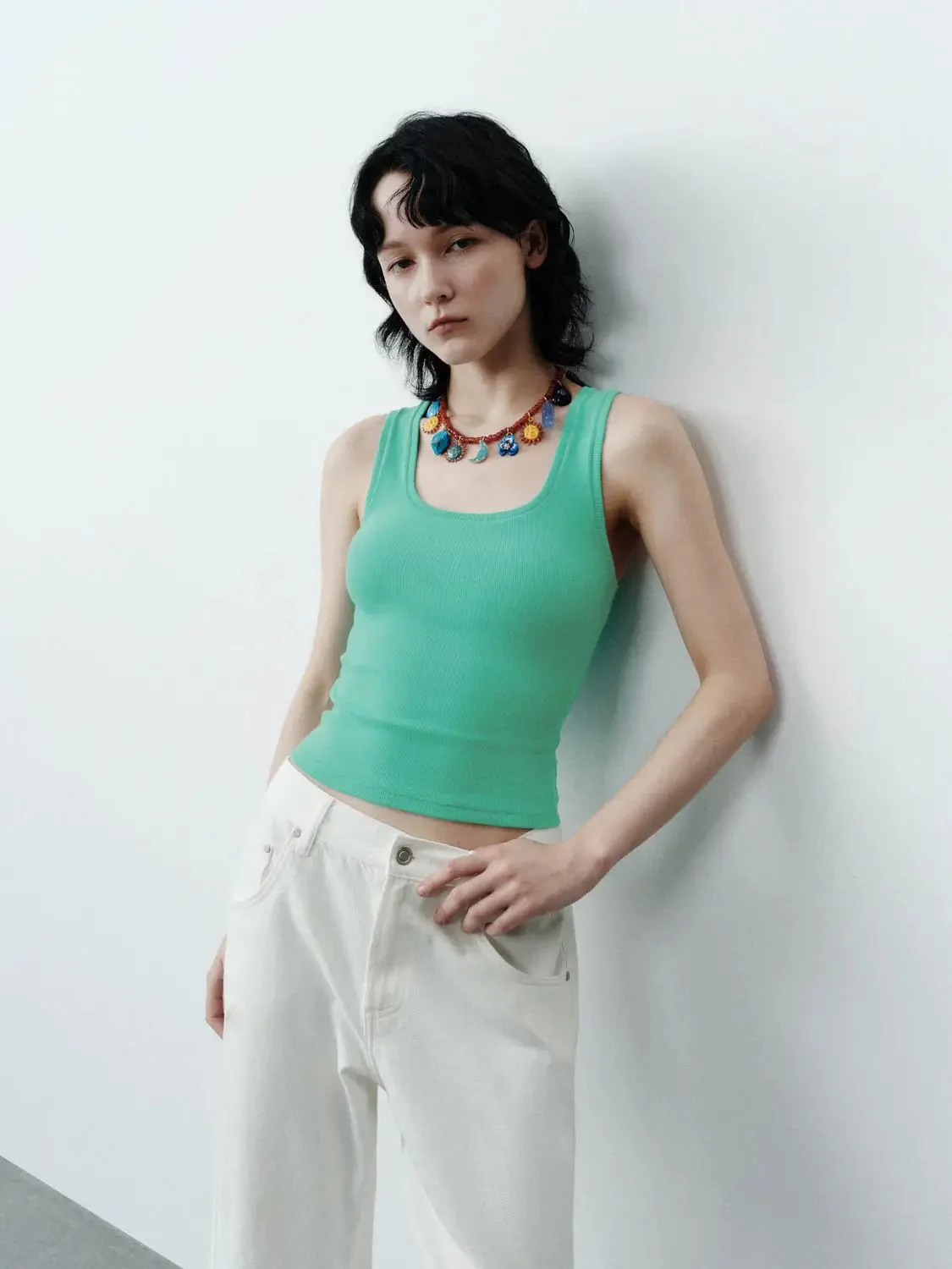1022-mint-cotton-blend-ribbed-tank-tops-2.webp Mint Cotton Blend Ribbed Tank Tops
