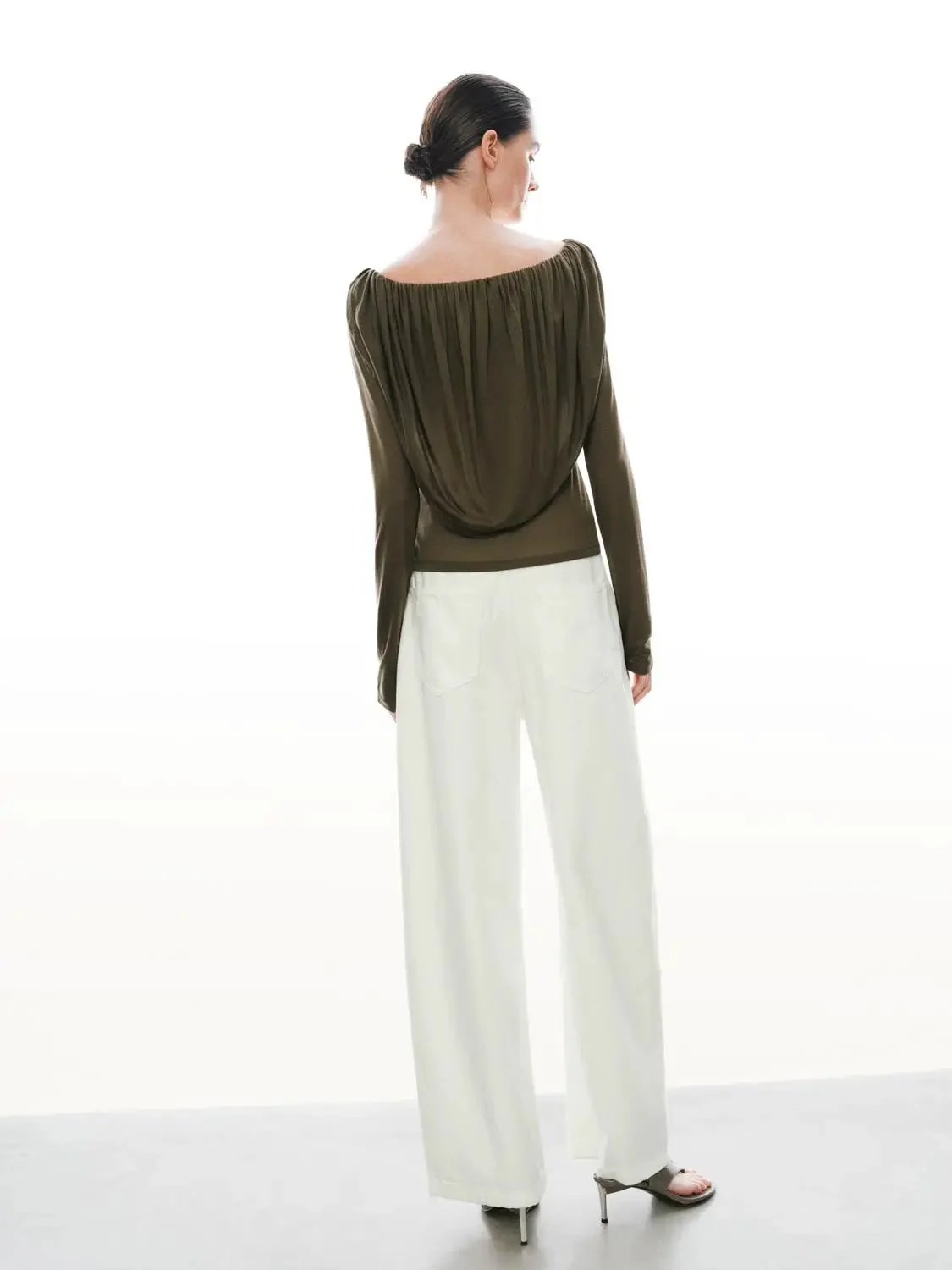 10221-lyocell-one-shoulder-ruched-long-sleeve-top-6.webp Lyocell One Shoulder Ruched Long Sleeve Top