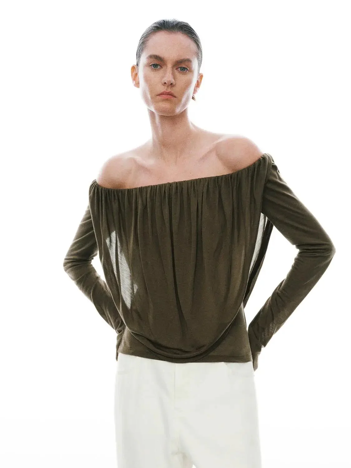 10221-lyocell-one-shoulder-ruched-long-sleeve-top-9.webp Lyocell One Shoulder Ruched Long Sleeve Top