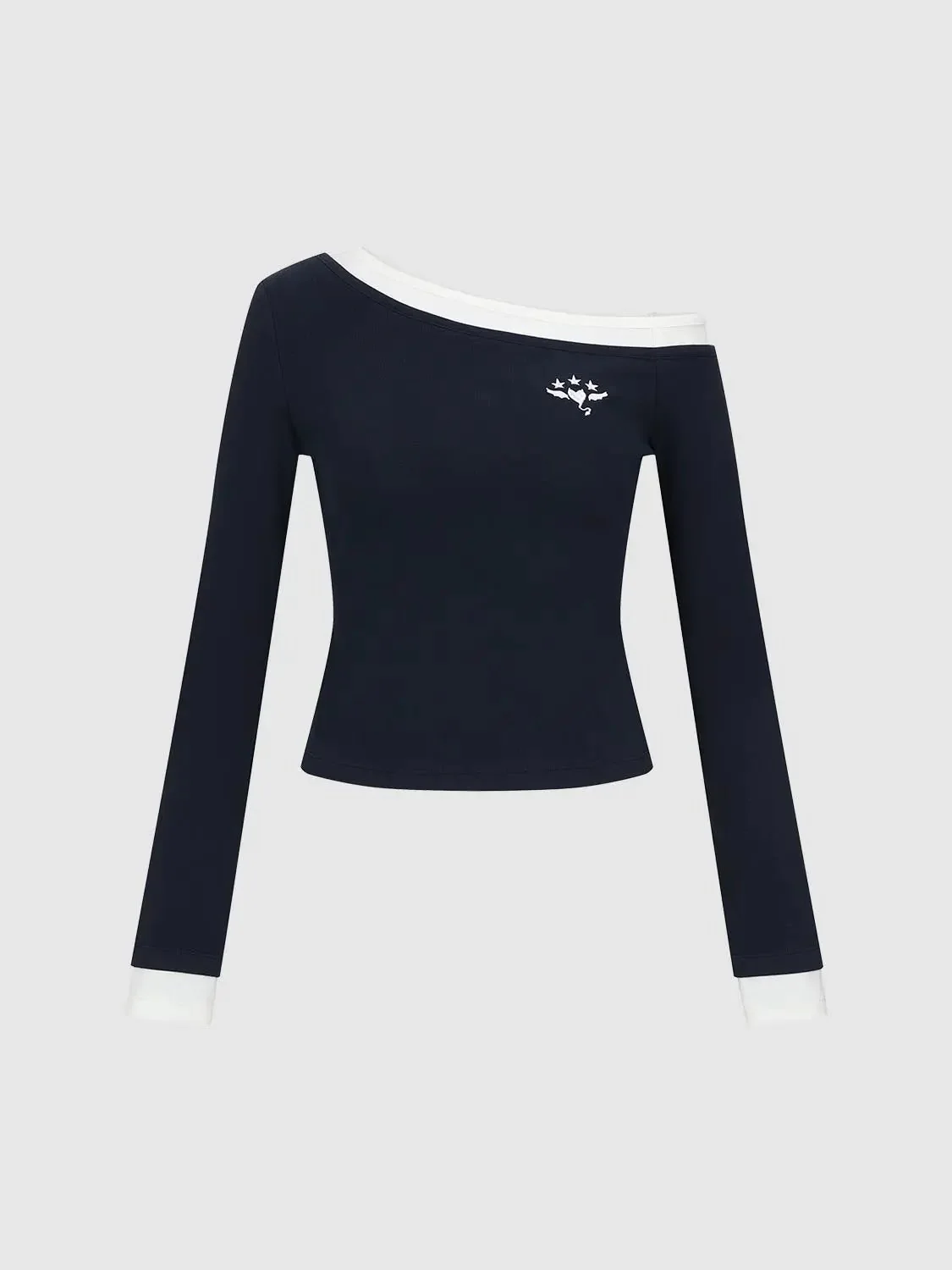 10236-cotton-contrast-trim-one-shoulder-long-sleeve-t-shirts-7.webp Cotton Contrast Trim One Shoulder Long Sleeve T Shirts