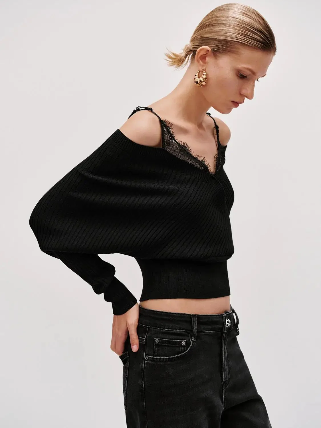 10242-luxurious-bardot-off-shoulder-lace-trim-knit-top-2.webp Luxurious Bardot Off Shoulder Lace Trim Knit Top