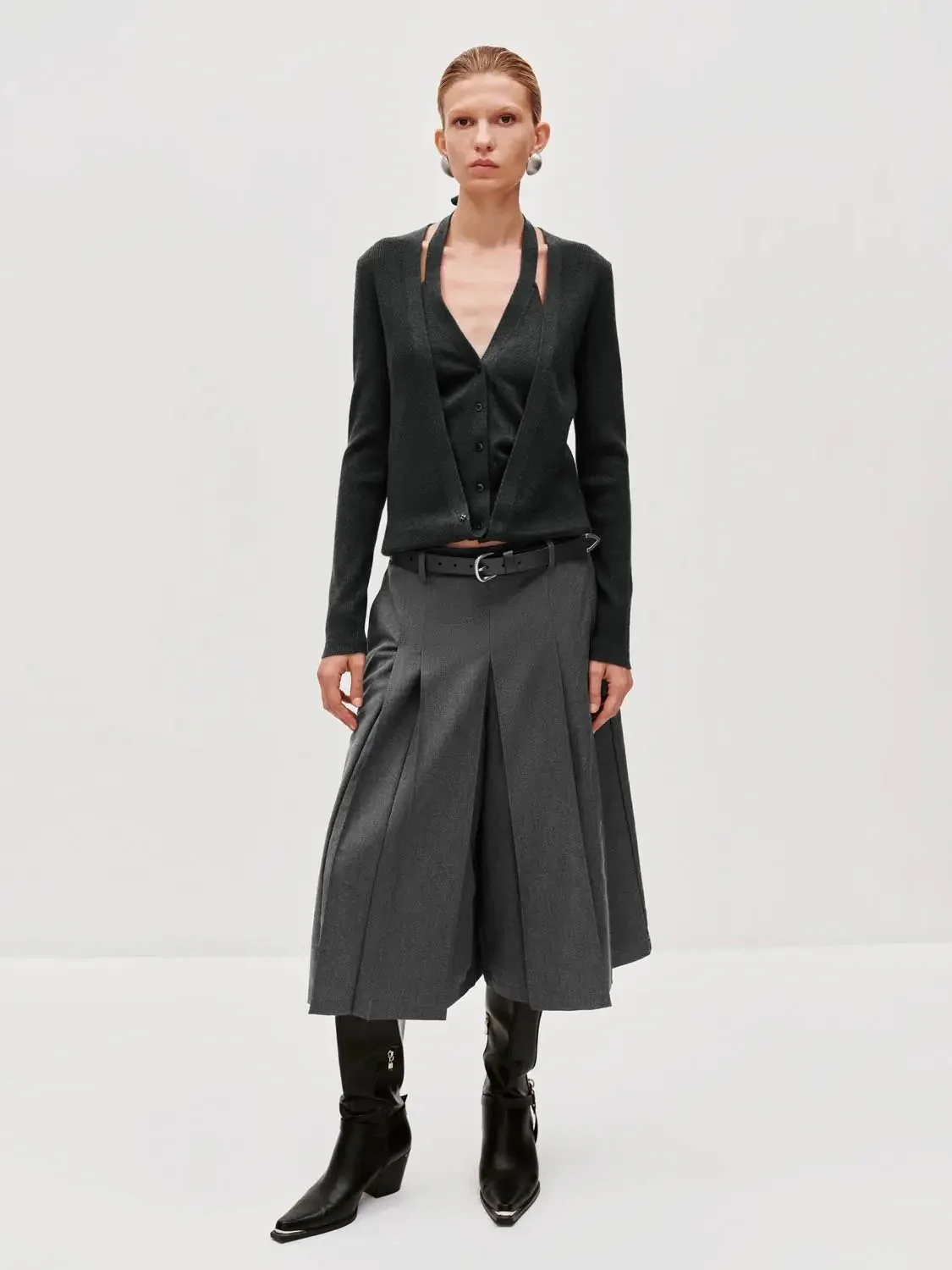 Capri Pleated Wide Leg Tailored Soft Woven Pants