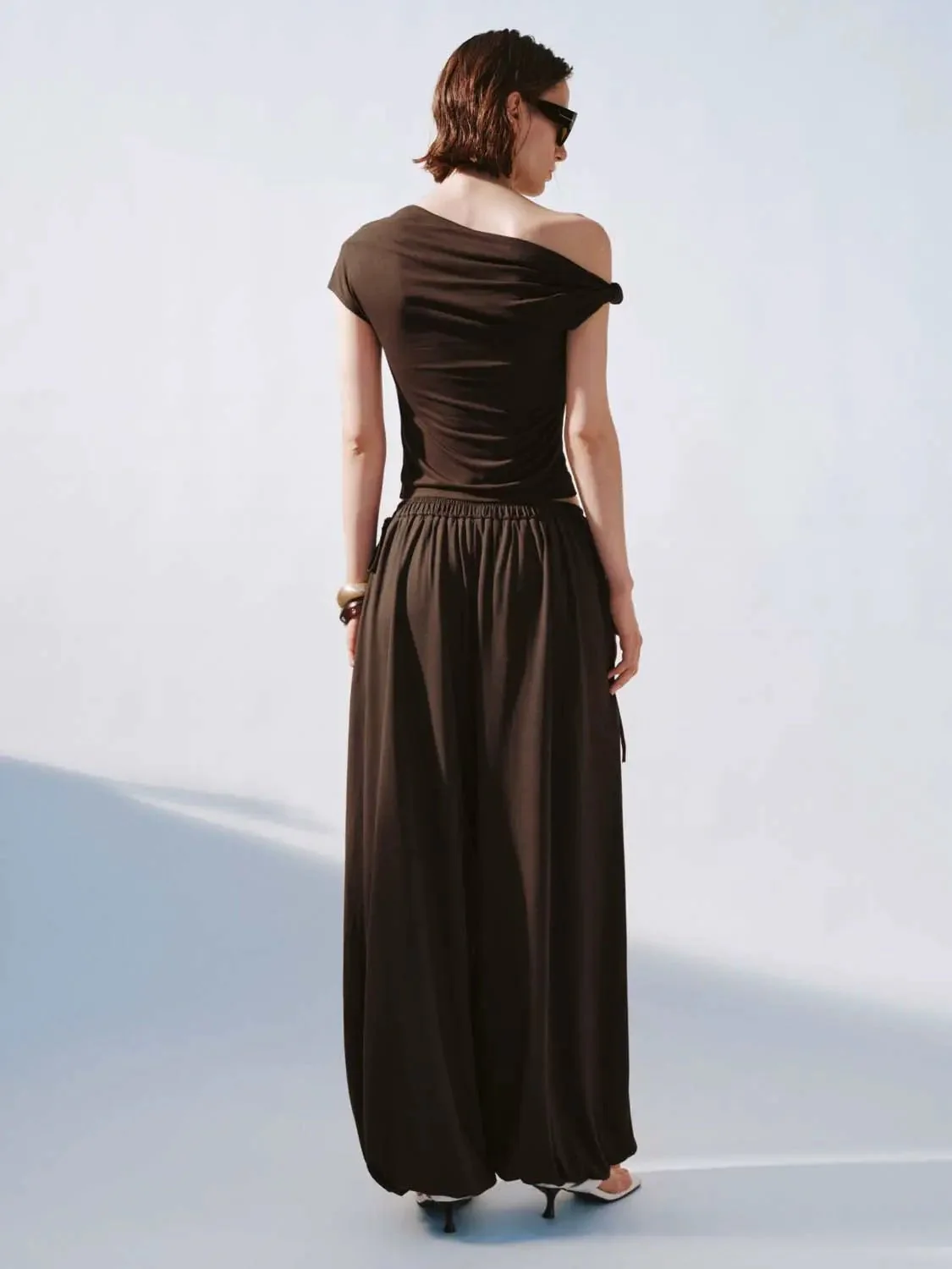 10304-brown-one-shoulder-ruched-stretch-modal-blend-top-6.webp Brown One Shoulder Ruched Stretch Modal Blend Top