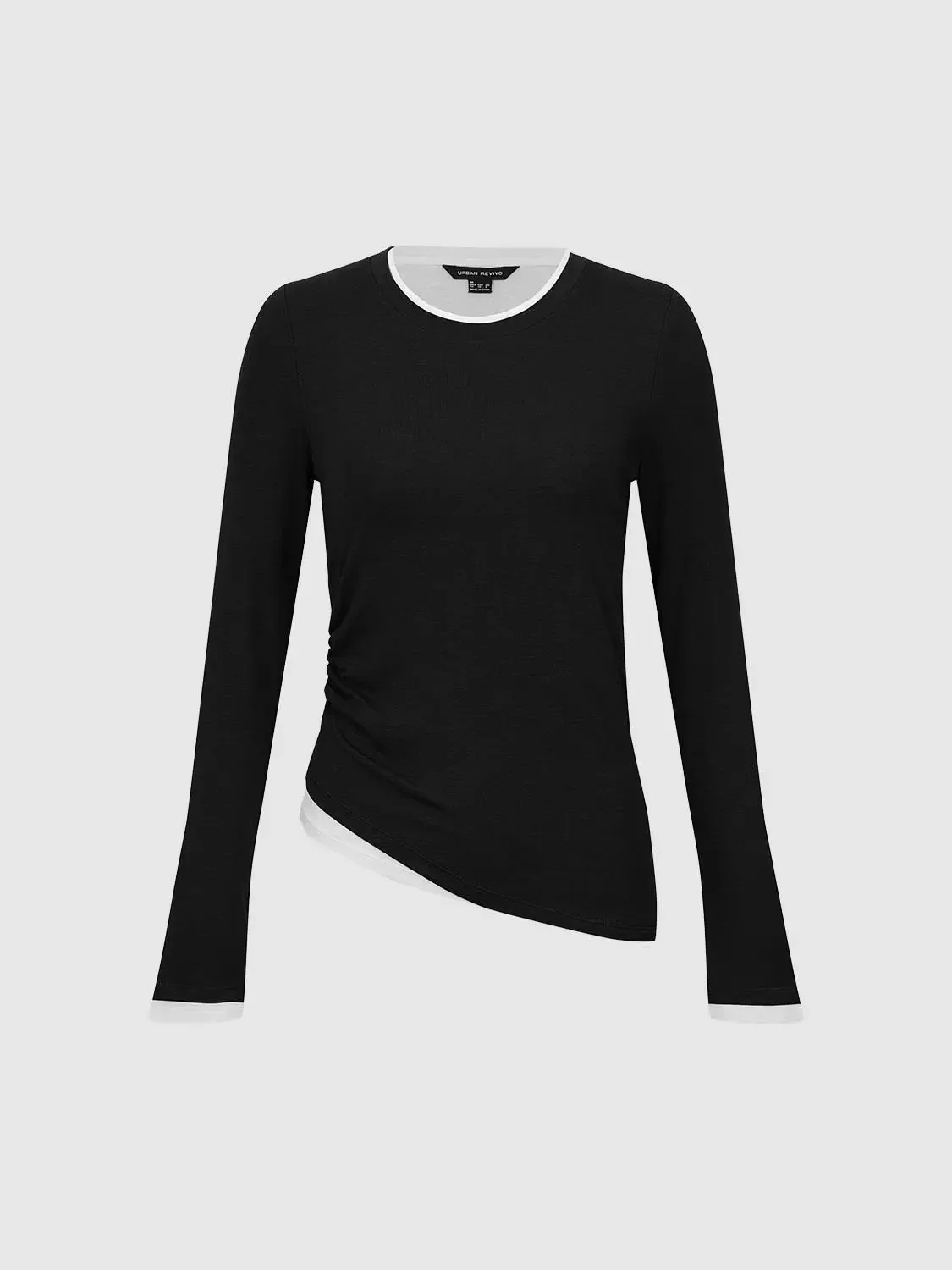 Lyocell Wool Blend Twist Hem Stretch Long Sleeve T Shirts