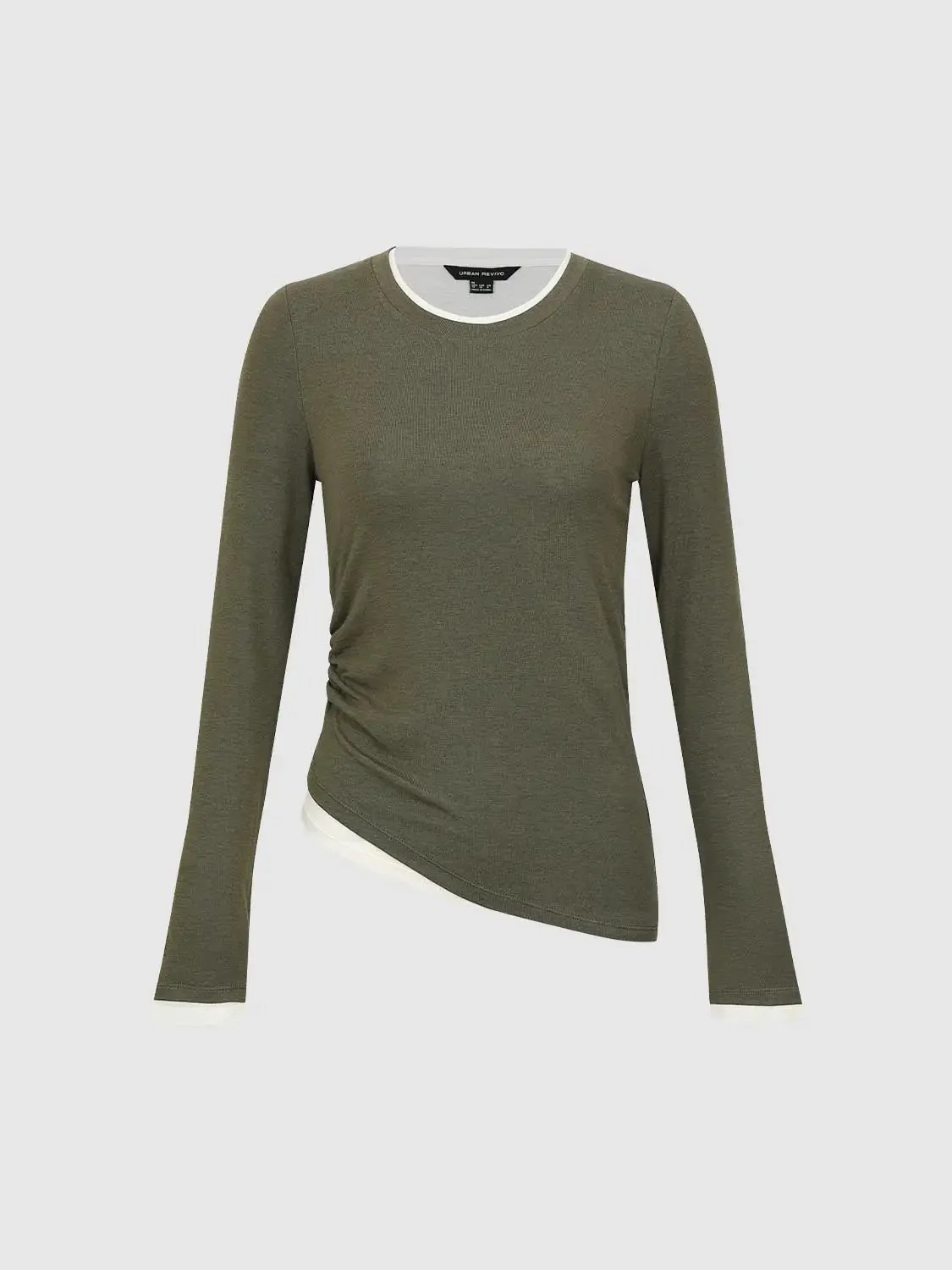 Lyocell Wool Blend Twist Hem Stretch Long Sleeve T Shirts