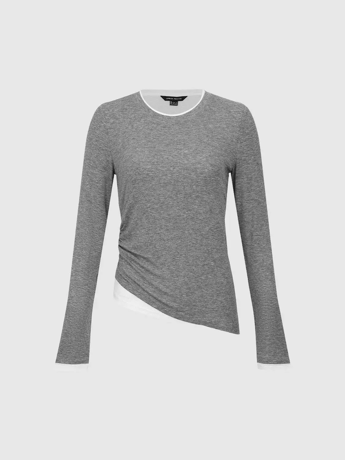 Lyocell Wool Blend Twist Hem Stretch Long Sleeve T Shirts