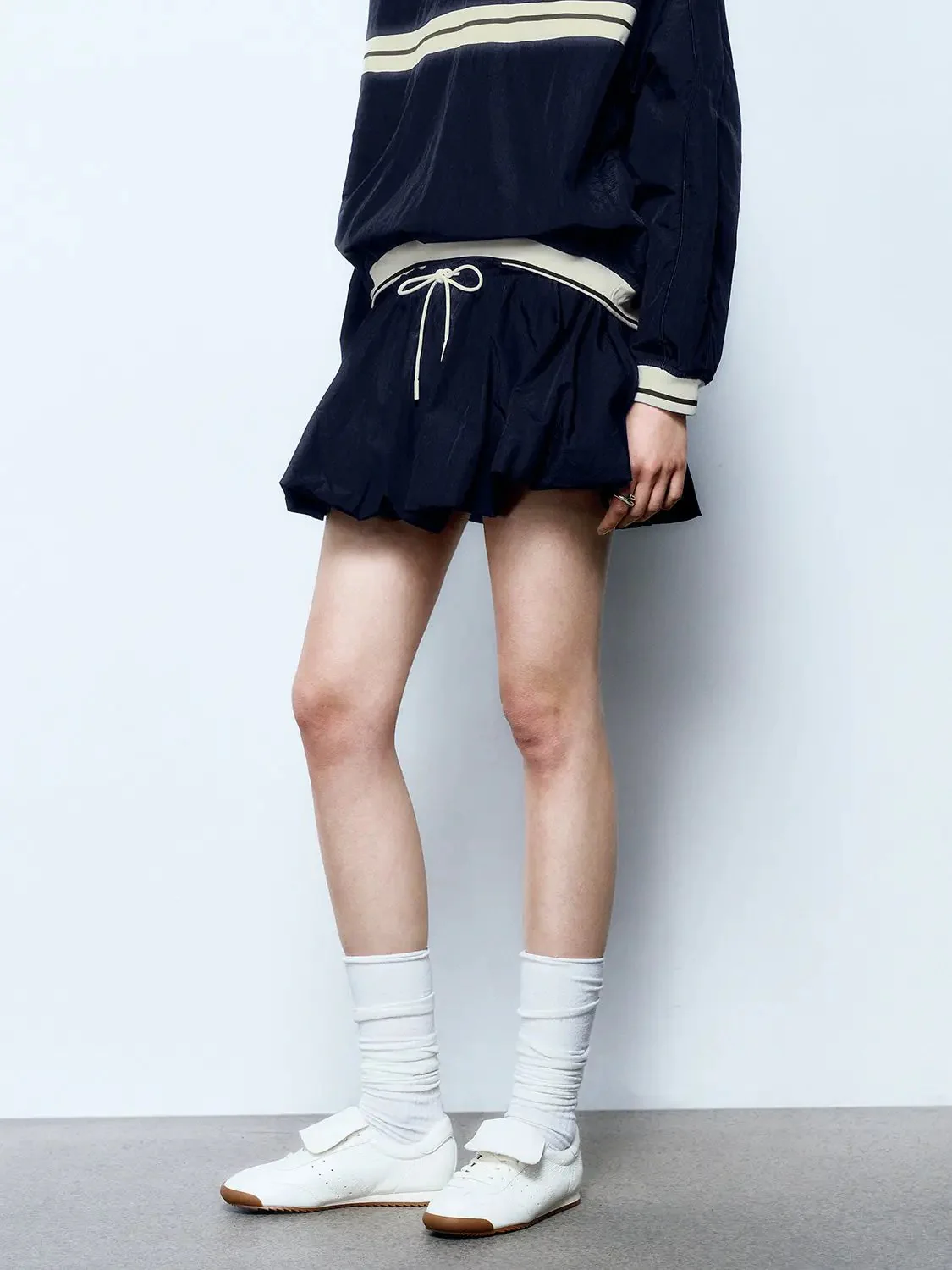 10429-navy-drawstring-a-line-white-trim-bubble-skirt-3.webp Navy Drawstring A-Line White Trim Bubble Skirt