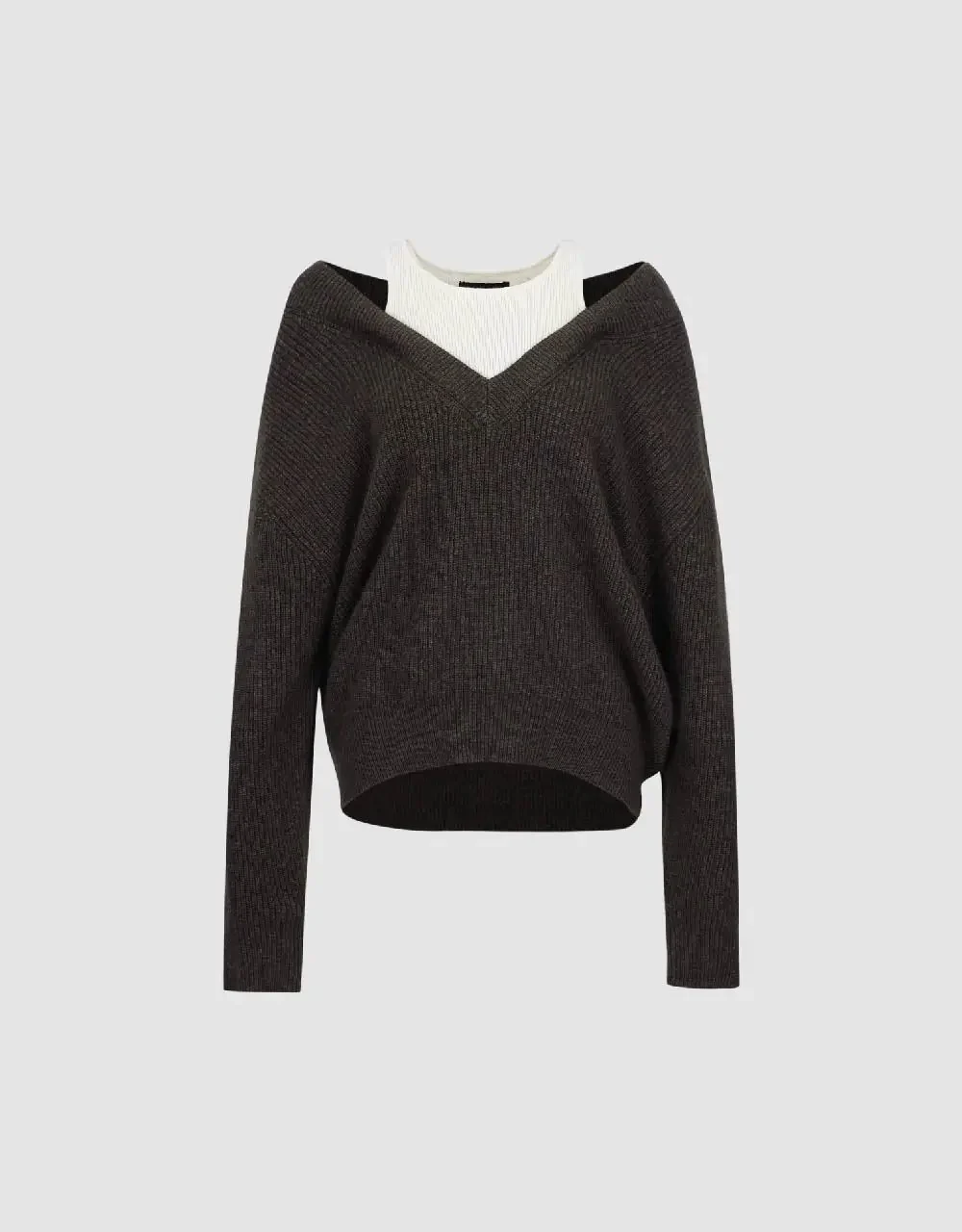 V-Neck Cozy Rabbit Hair Wool Knit Sweater