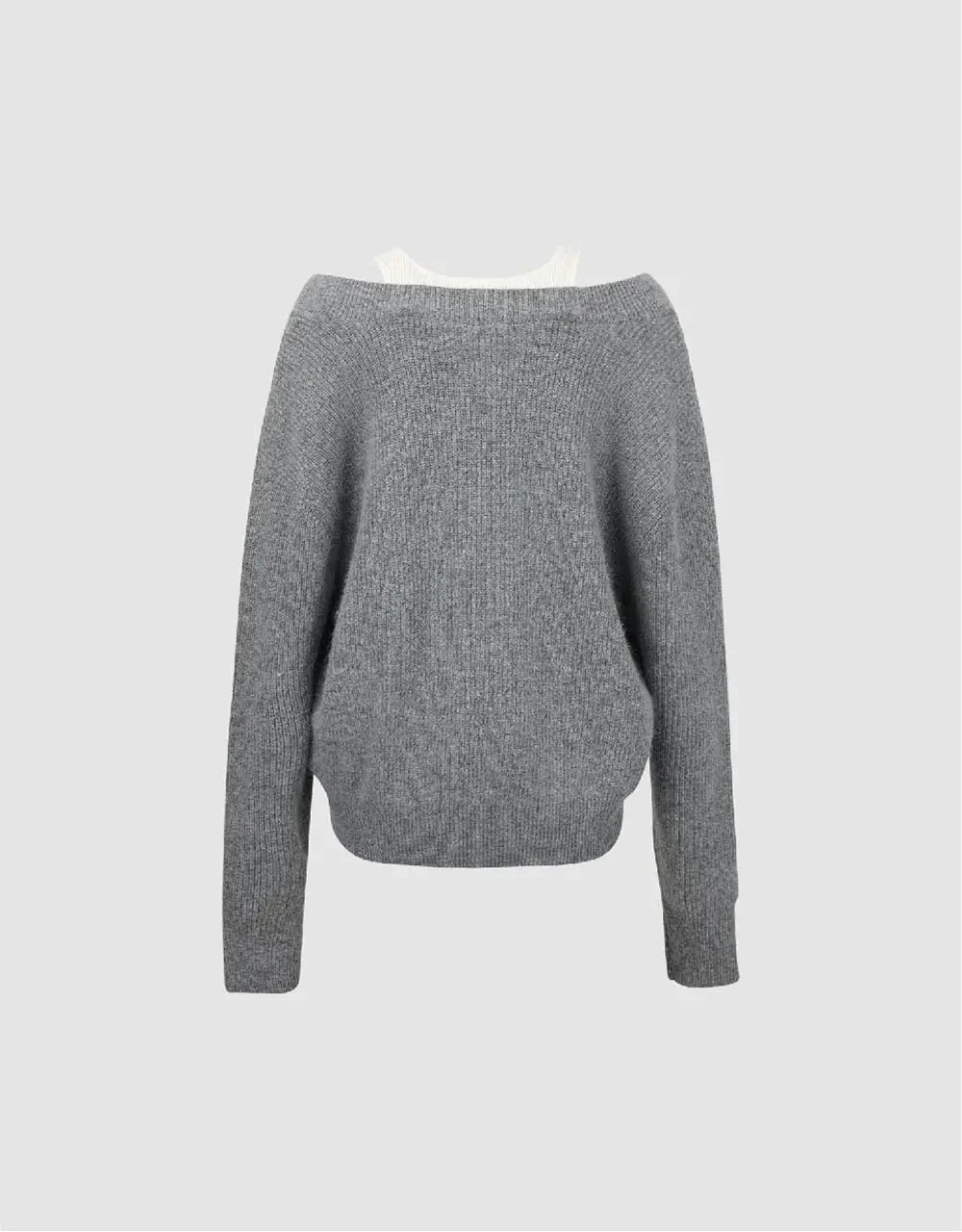 V-Neck Cozy Rabbit Hair Wool Knit Sweater