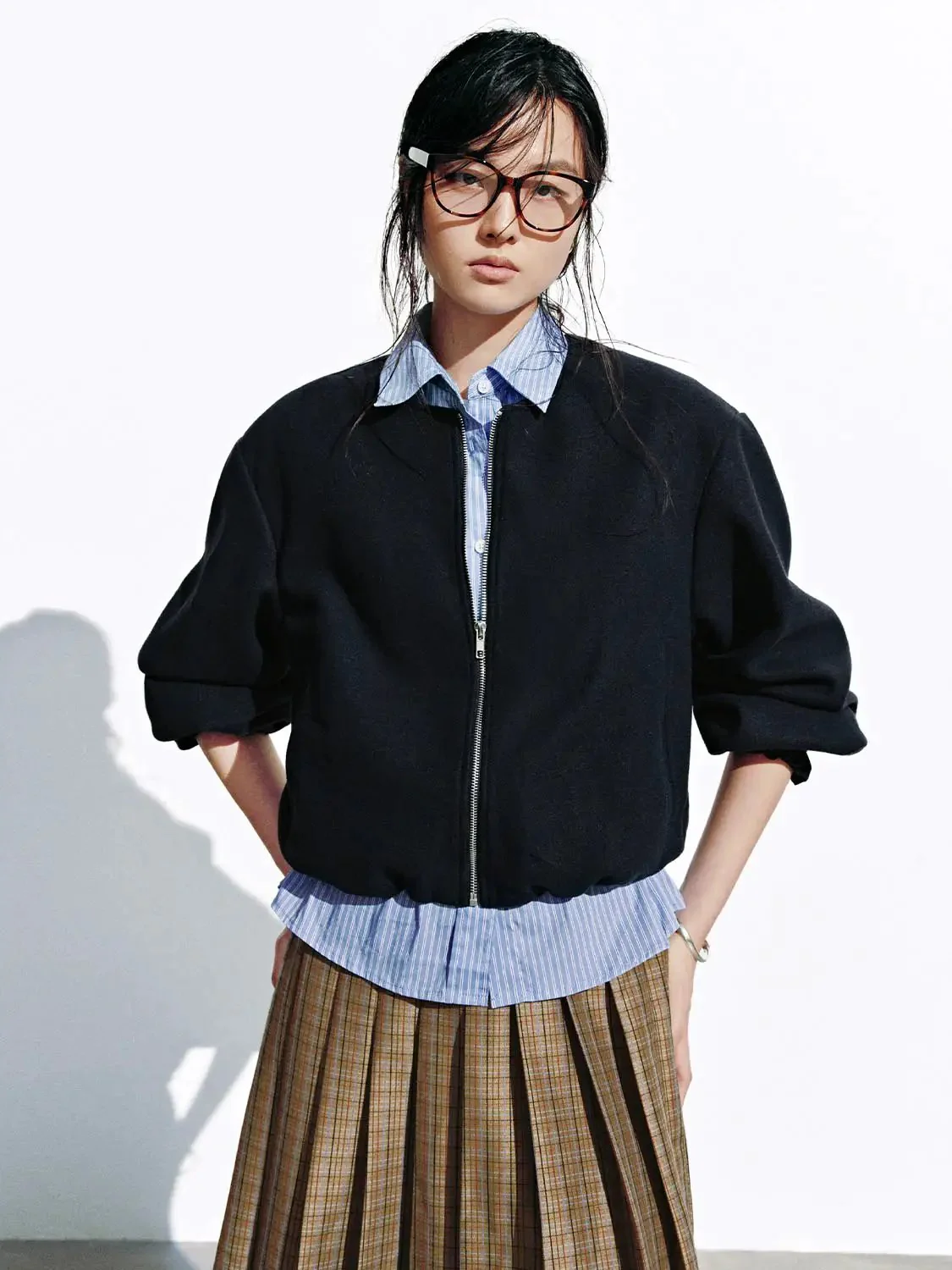 10781-2-in-1-collared-bomber-with-striped-panel-jackets-1.webp 2 In 1 Collared Bomber With Striped Panel Jackets