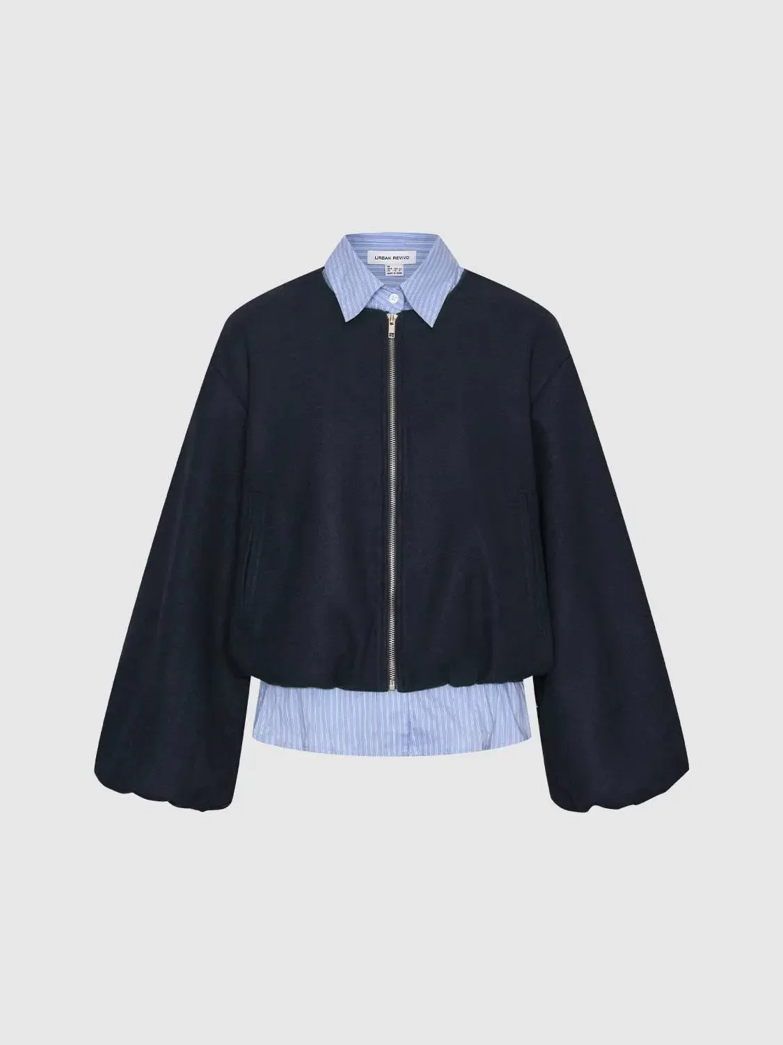 10781-2-in-1-collared-bomber-with-striped-panel-jackets-7.webp 2 In 1 Collared Bomber With Striped Panel Jackets