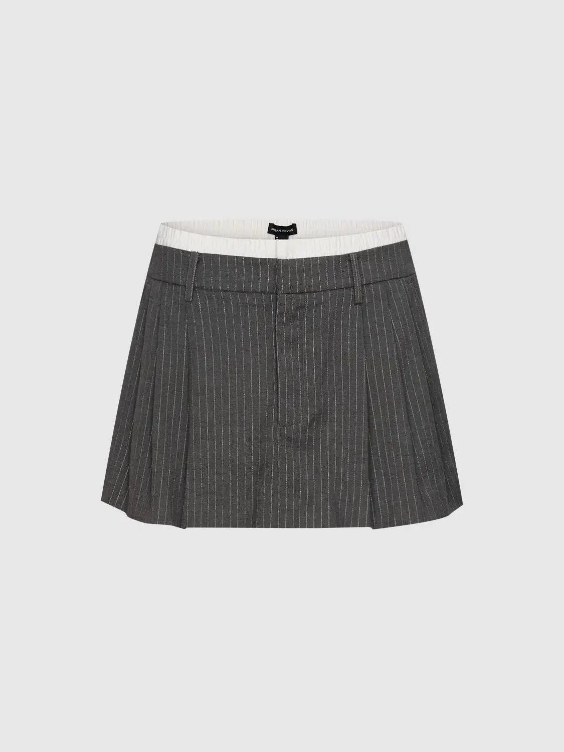 2 In 1 Striped Pleated Mini Fabric Skirts