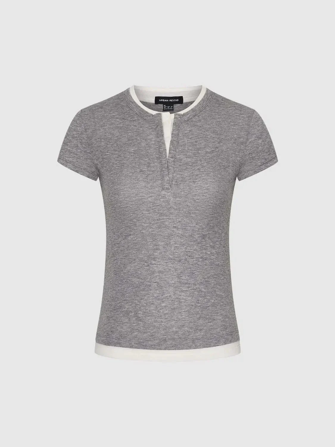 Lyocell 2 In 1 Contrast Henley Neck T Shirts