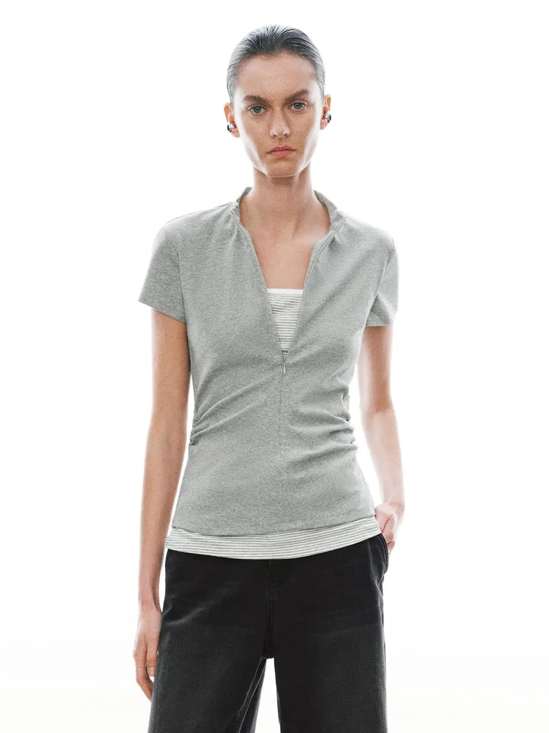 10923-cotton-ruched-2-in-1-nipped-waist-t-shirts-9.webp Cotton Ruched 2 In 1 Nipped Waist T Shirts