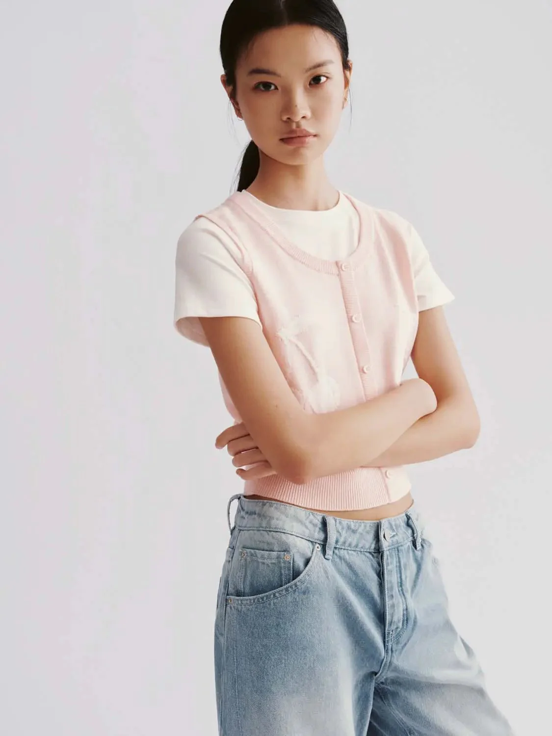 Cotton 2 In 1 Contrast Knitted T Shirts