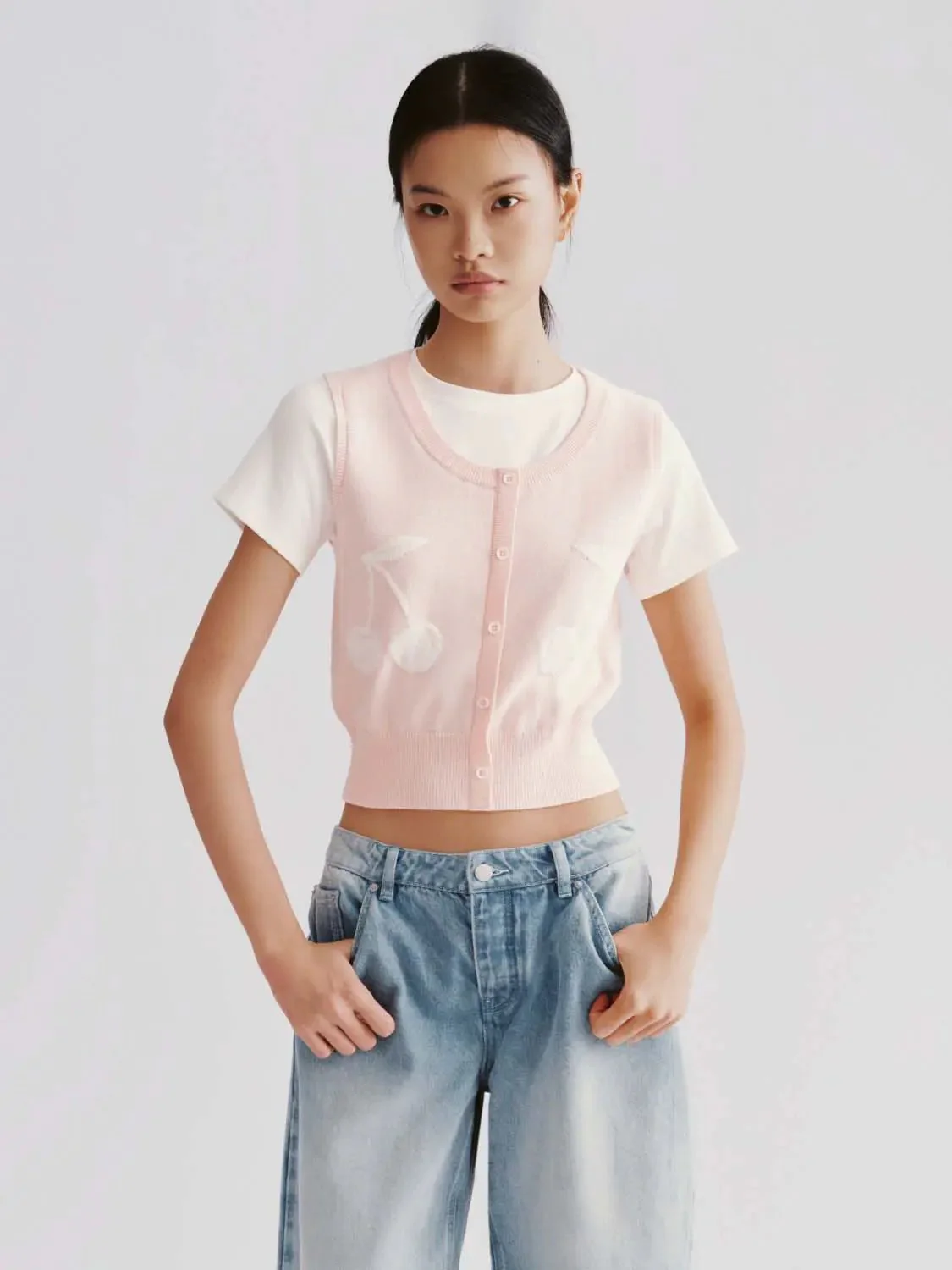 Cotton 2 In 1 Contrast Knitted T Shirts