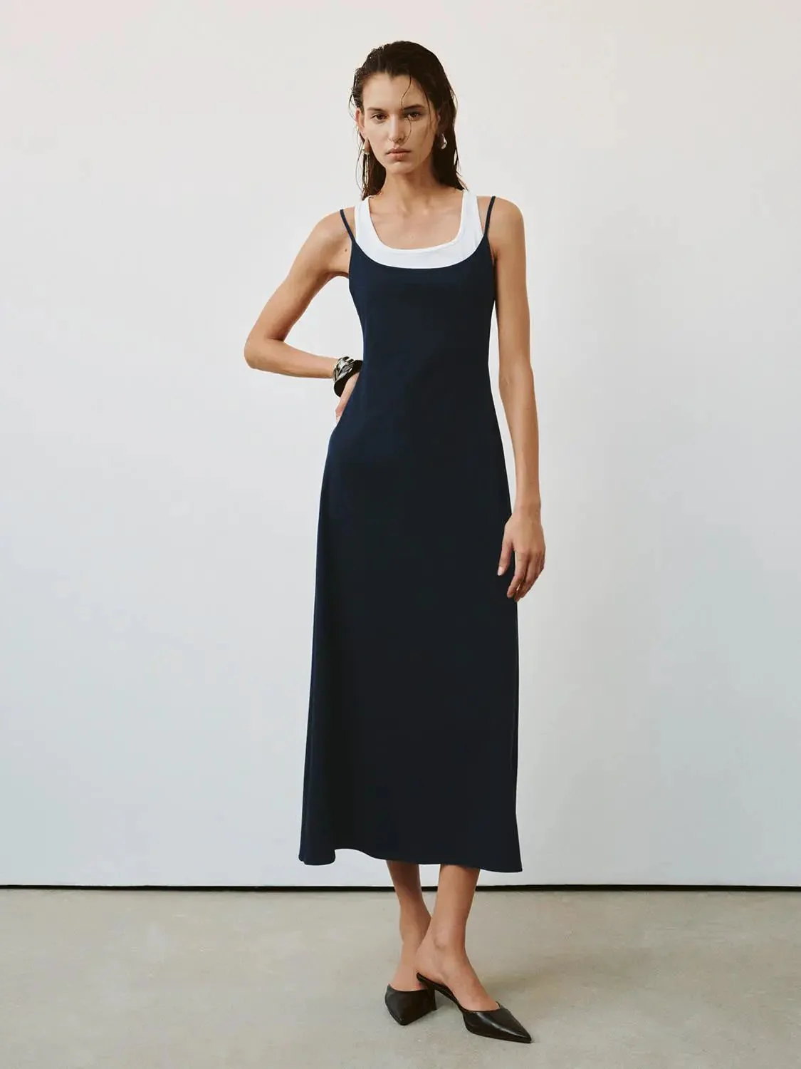 2 In 1 U Neck Sleeveless A-Line Midi Dresses Casual Elegant Summer Wear