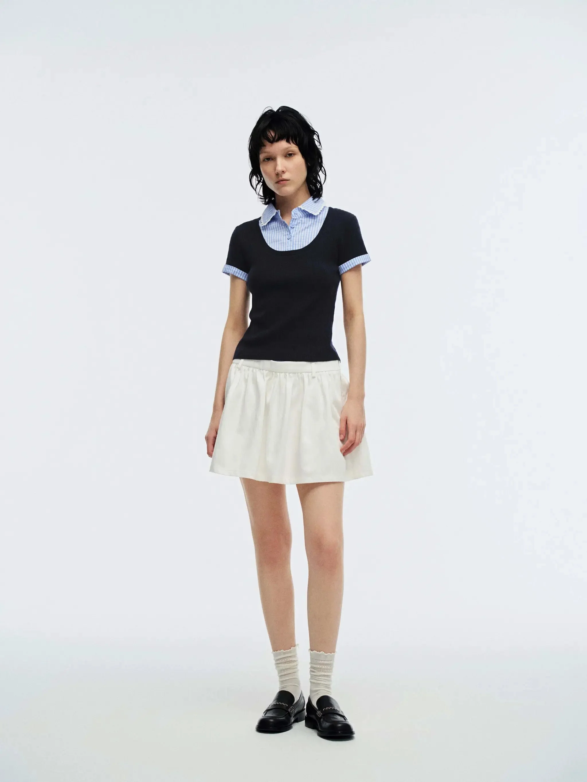 10980-2-in-1-contrast-check-skinny-fit-knitted-t-shirts-4.webp 2 In 1 Contrast Check Skinny Fit Knitted T-Shirts