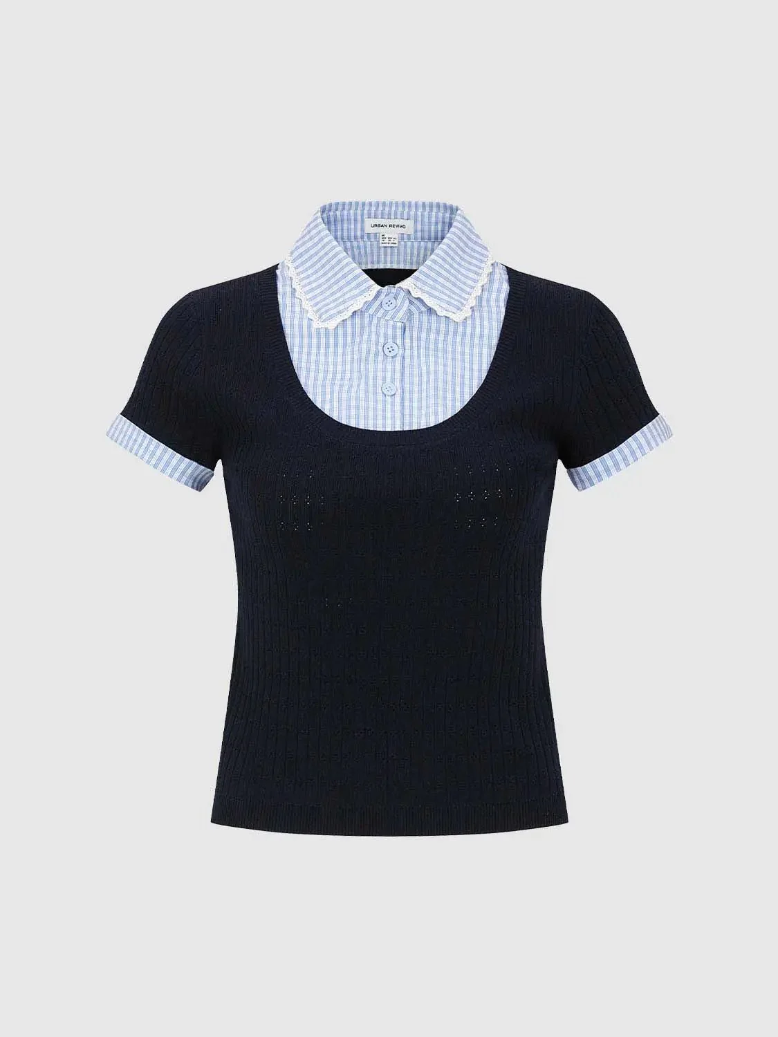 10980-2-in-1-contrast-check-skinny-fit-knitted-t-shirts-7.webp 2 In 1 Contrast Check Skinny Fit Knitted T-Shirts
