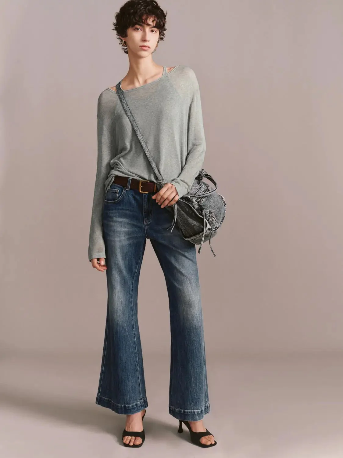 Soft Knitted Long Sleeve 2 In 1 Casual T Shirt