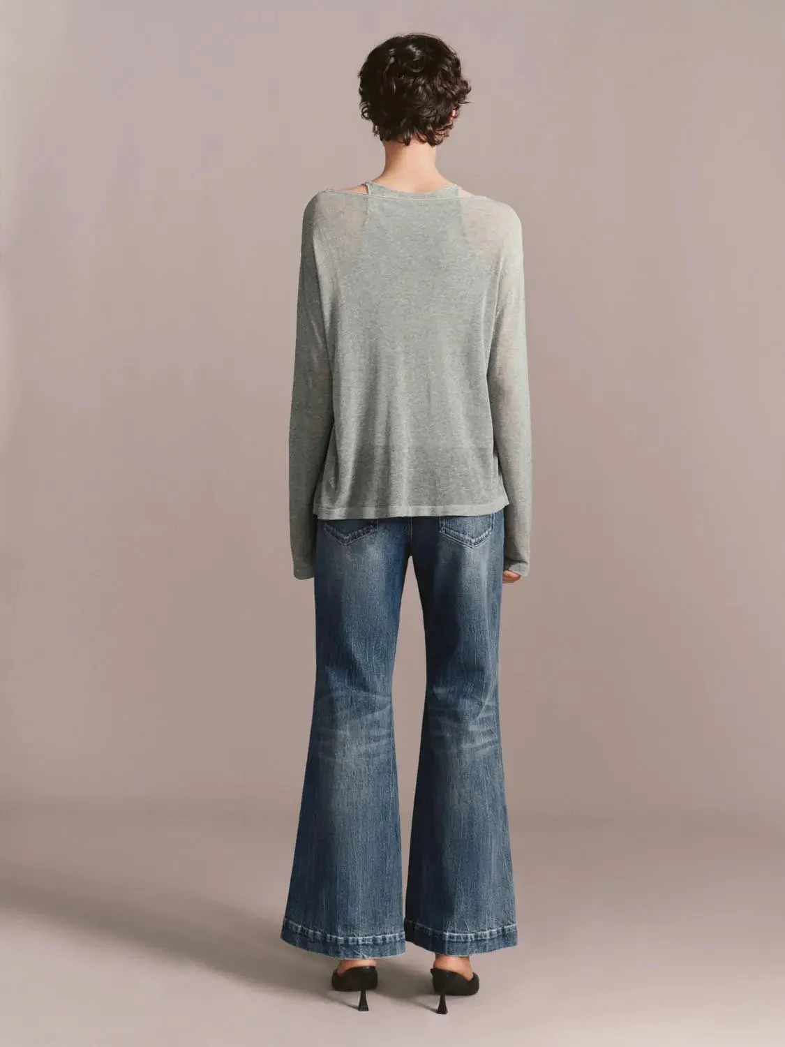Soft Knitted Long Sleeve 2 In 1 Casual T Shirt