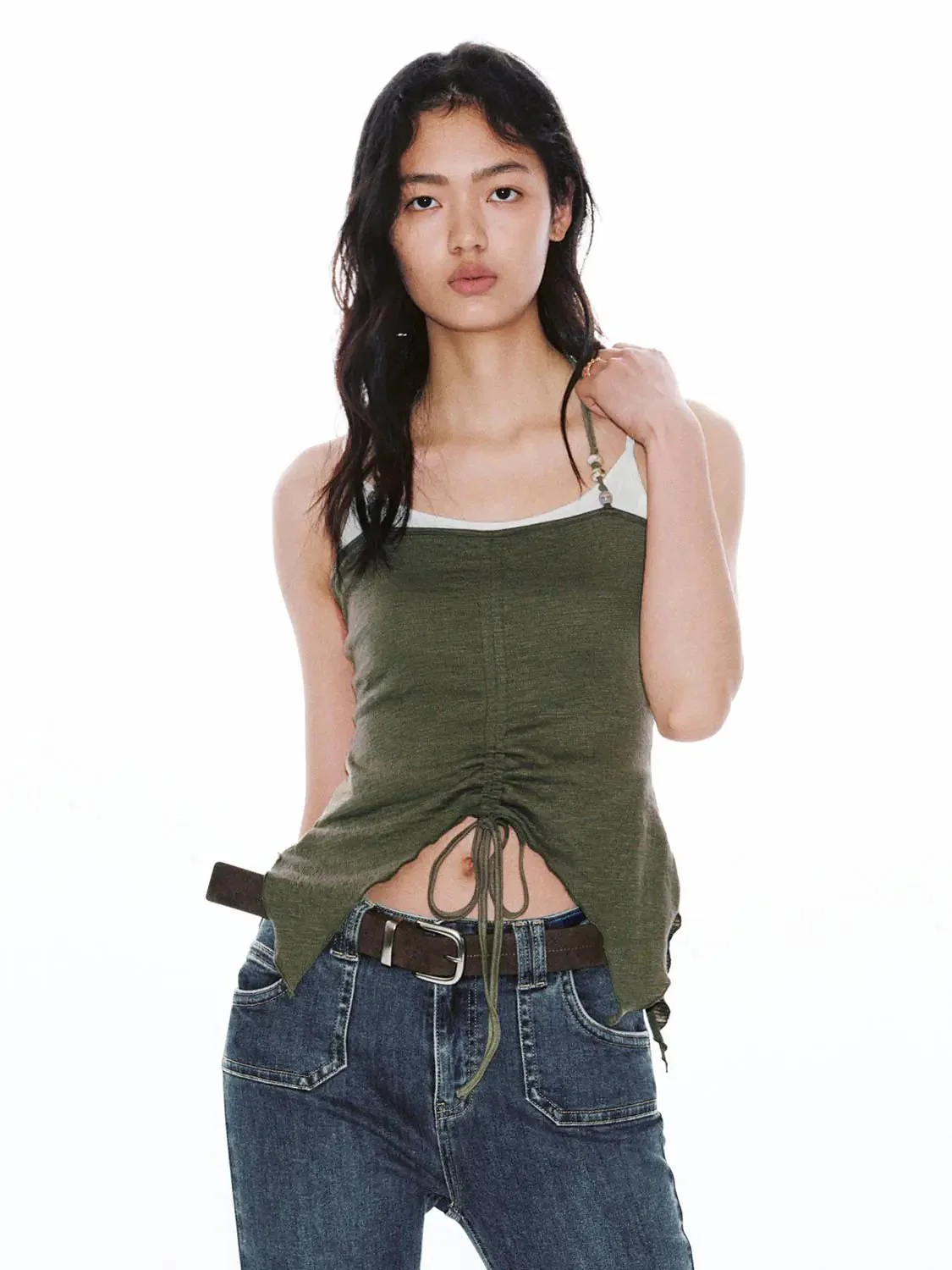 11012-2-in-1-halter-neck-shirring-detail-tank-tops-1.webp 2 In 1 Halter Neck Shirring Detail Tank Tops