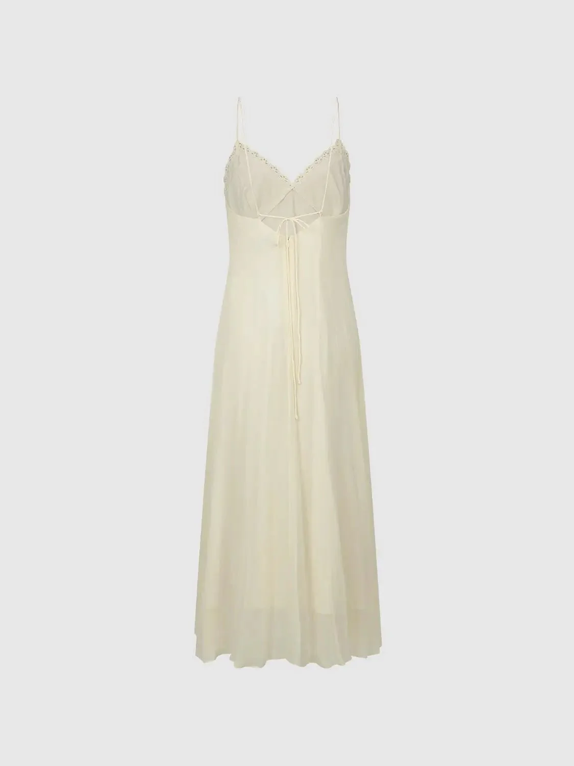 Lace Elegant Viscose Comfort Spaghetti Straps Lace Waist A-Line Maxi Dresses