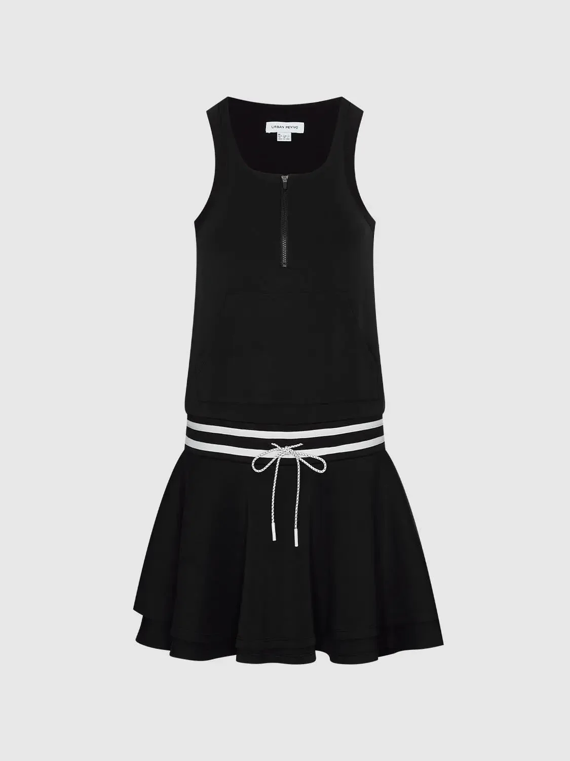 11058-black-zip-front-sleeveless-a-line-midi-dresses-with-stretch-fabric-tank-top-7.webp Black Zip Front Sleeveless A-Line Midi Dresses With Stretch Fabric Tank Top