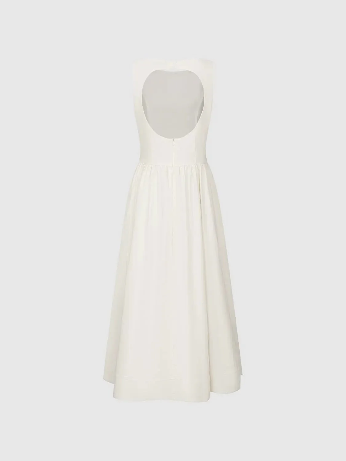 Crepe Open-Back Sleeveless A-Line Midi Dresses