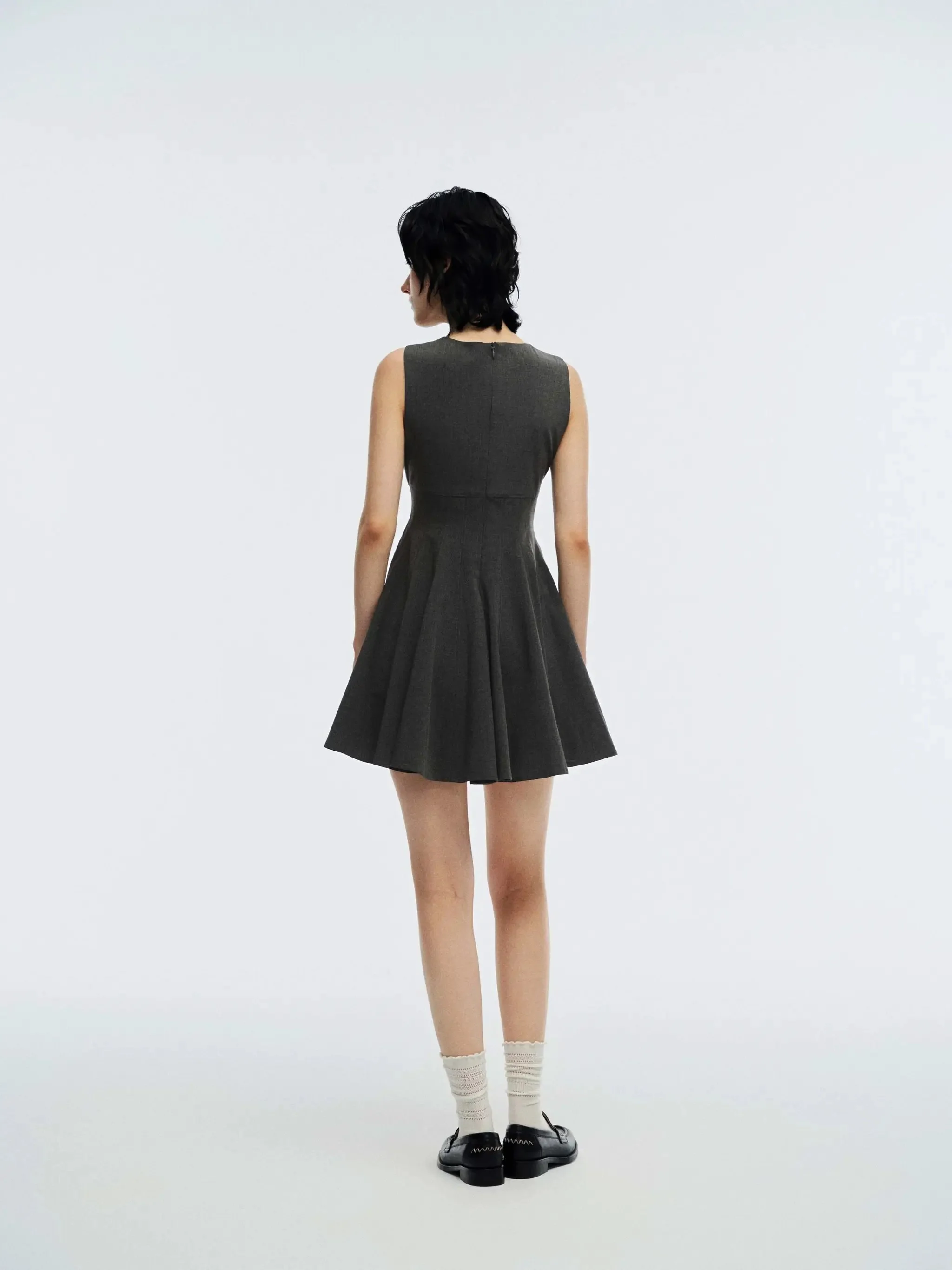Cotton-Blend A-Line Dress With Bow Detail Sleeveless Midi Dresses