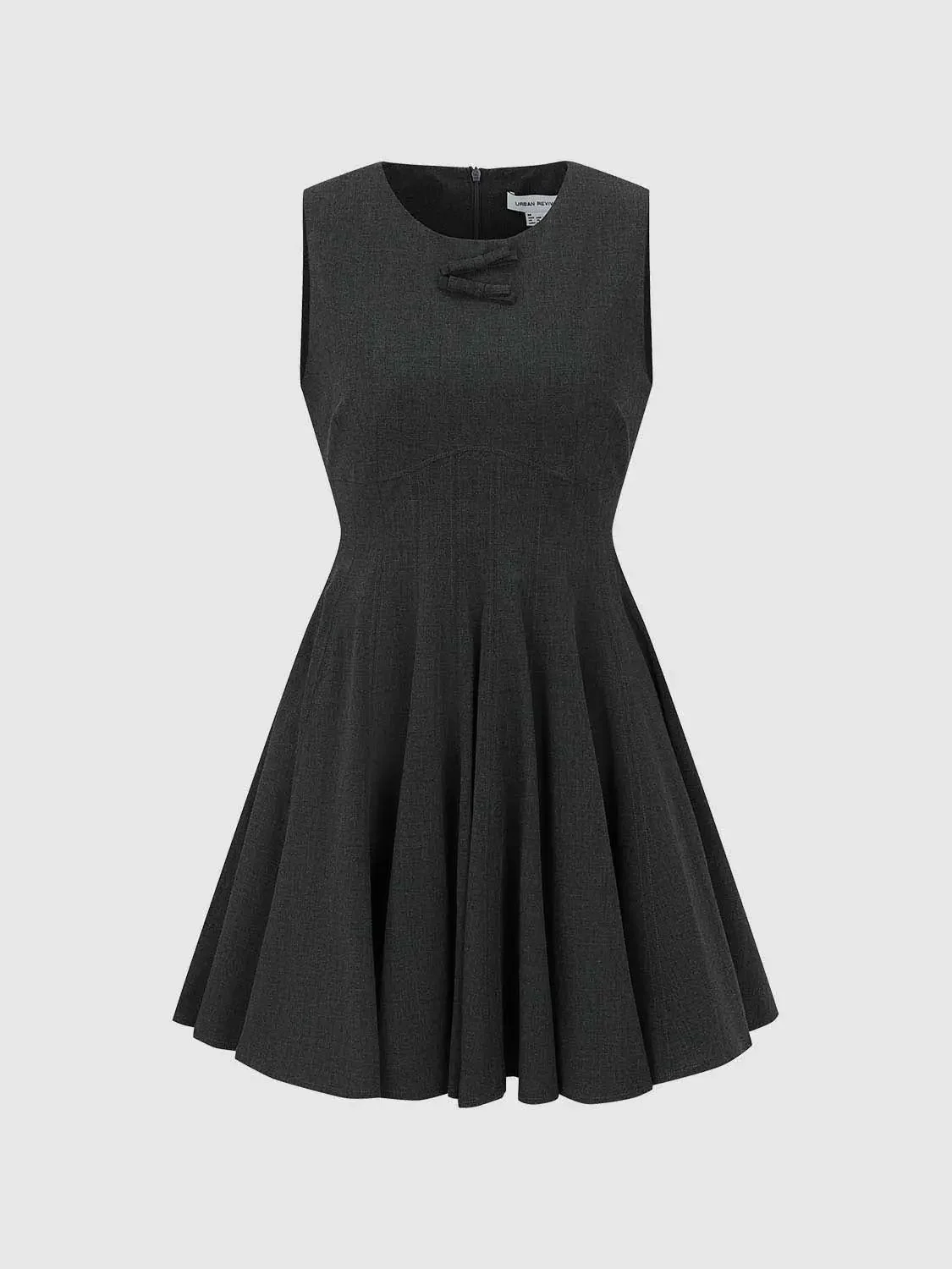 Cotton-Blend A-Line Dress With Bow Detail Sleeveless Midi Dresses