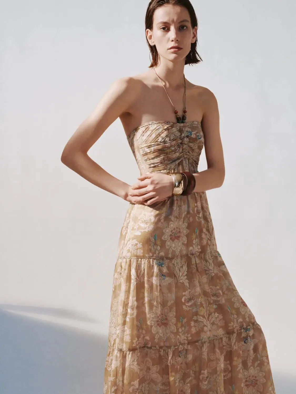 Halter Neck Printed A Line Midi Dresses Floral Print