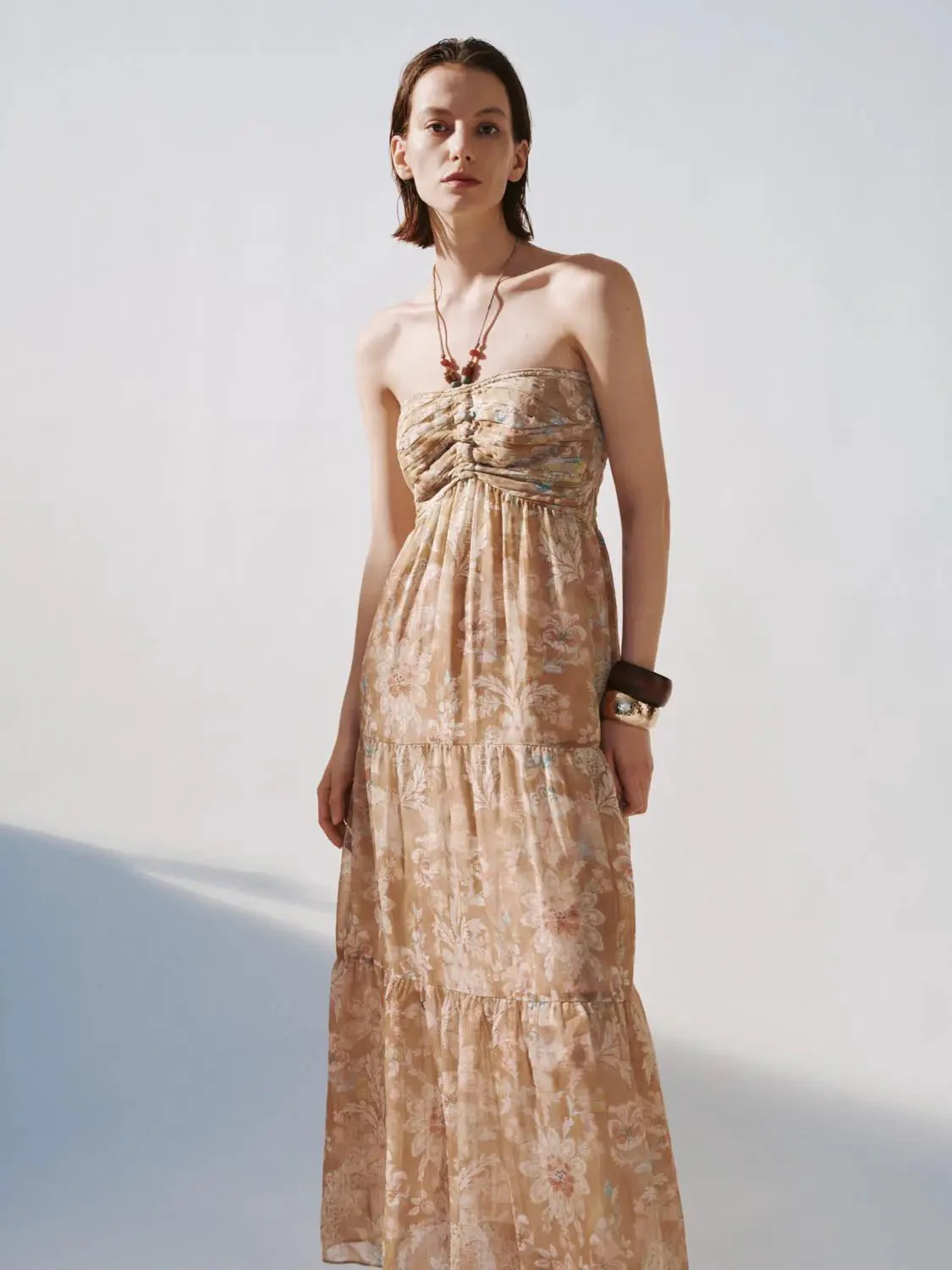 Halter Neck Printed A Line Midi Dresses Floral Print