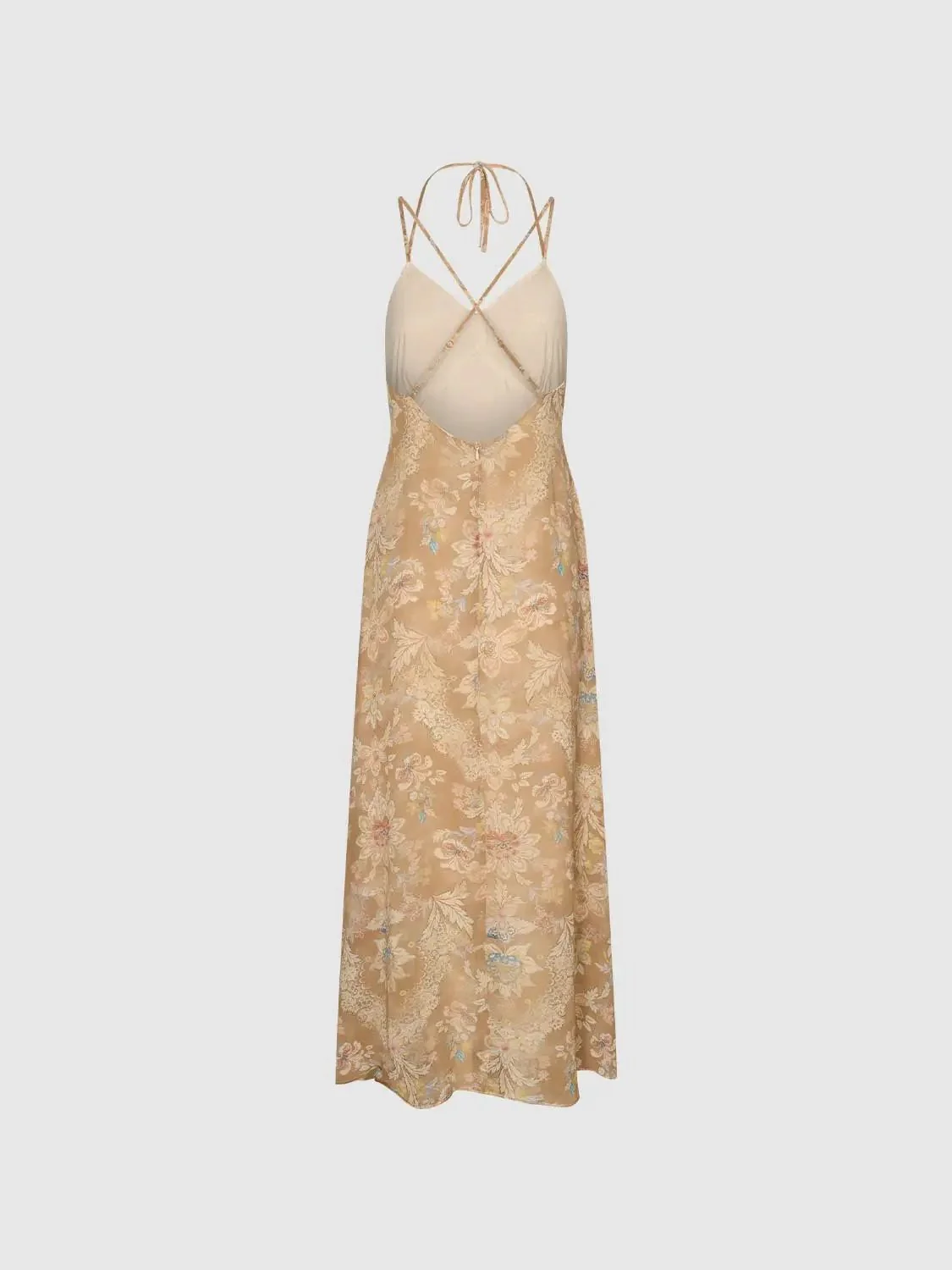 Halter Neck Strappy Open Back A-Line Midi Dresses For Summer Events