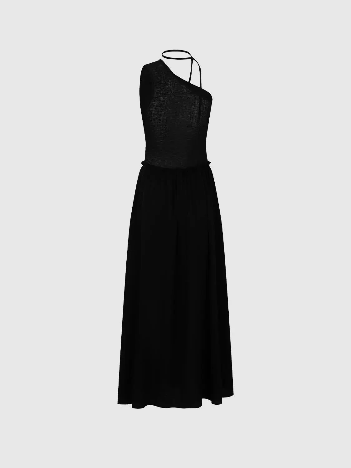 11214-one-shoulder-sleeveless-seamed-a-line-midi-dresses-with-string-detail-2.webp One Shoulder Sleeveless Seamed A-Line Midi Dresses With String Detail
