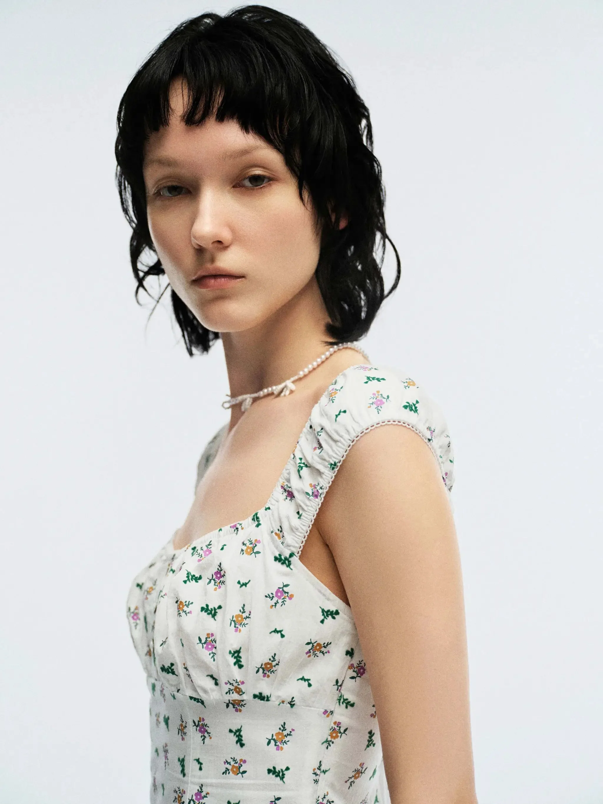 Floral Printed Button Detail A-Line Midi Dresses For Summer