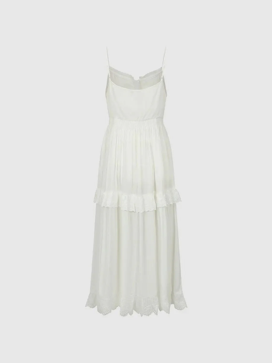 Elegant Lace Trim Strappy A-Line Midi Dresses For Everyday Wear