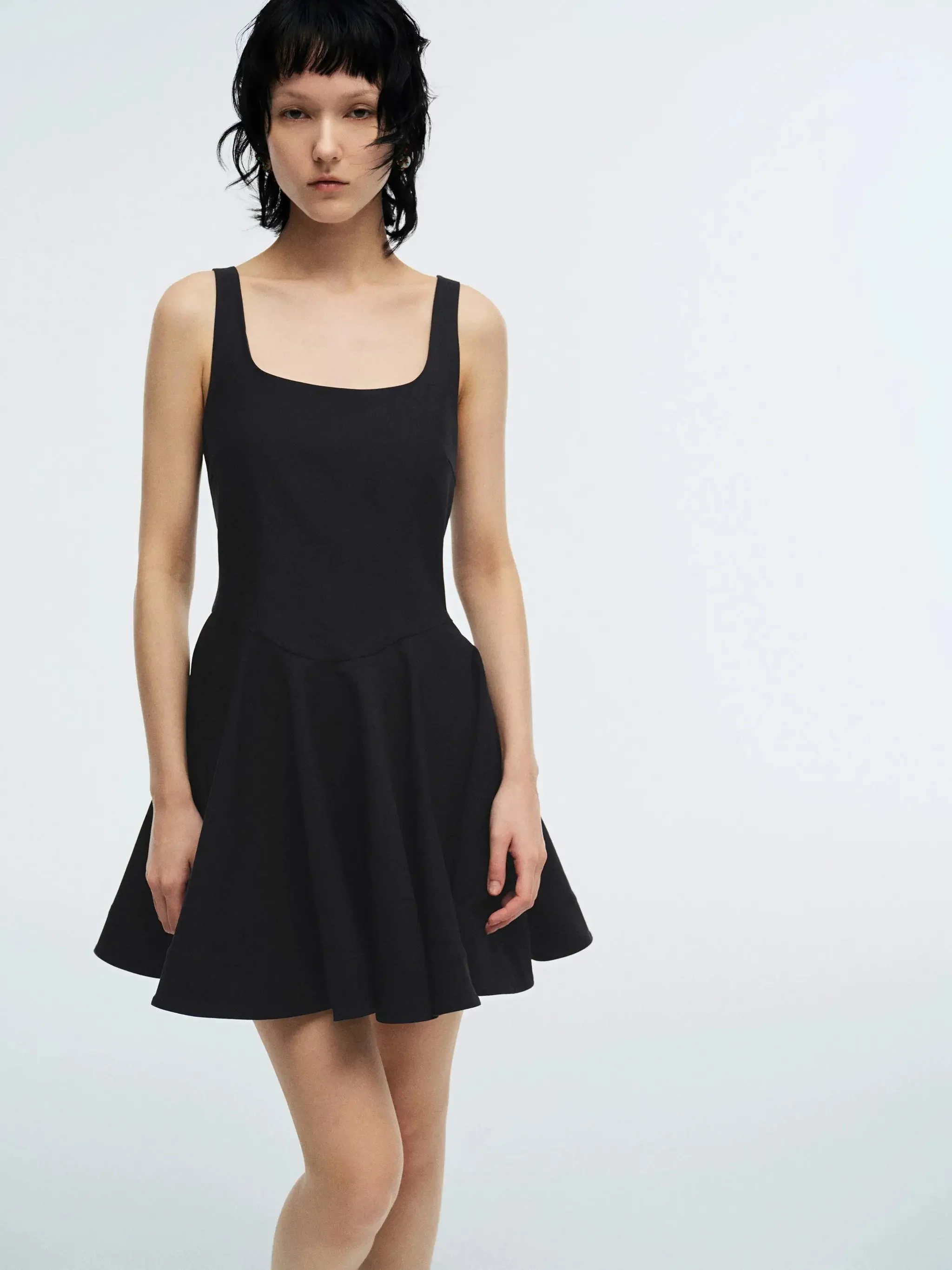 Strappy Stretch Nipped-Waist A-Line Dresses