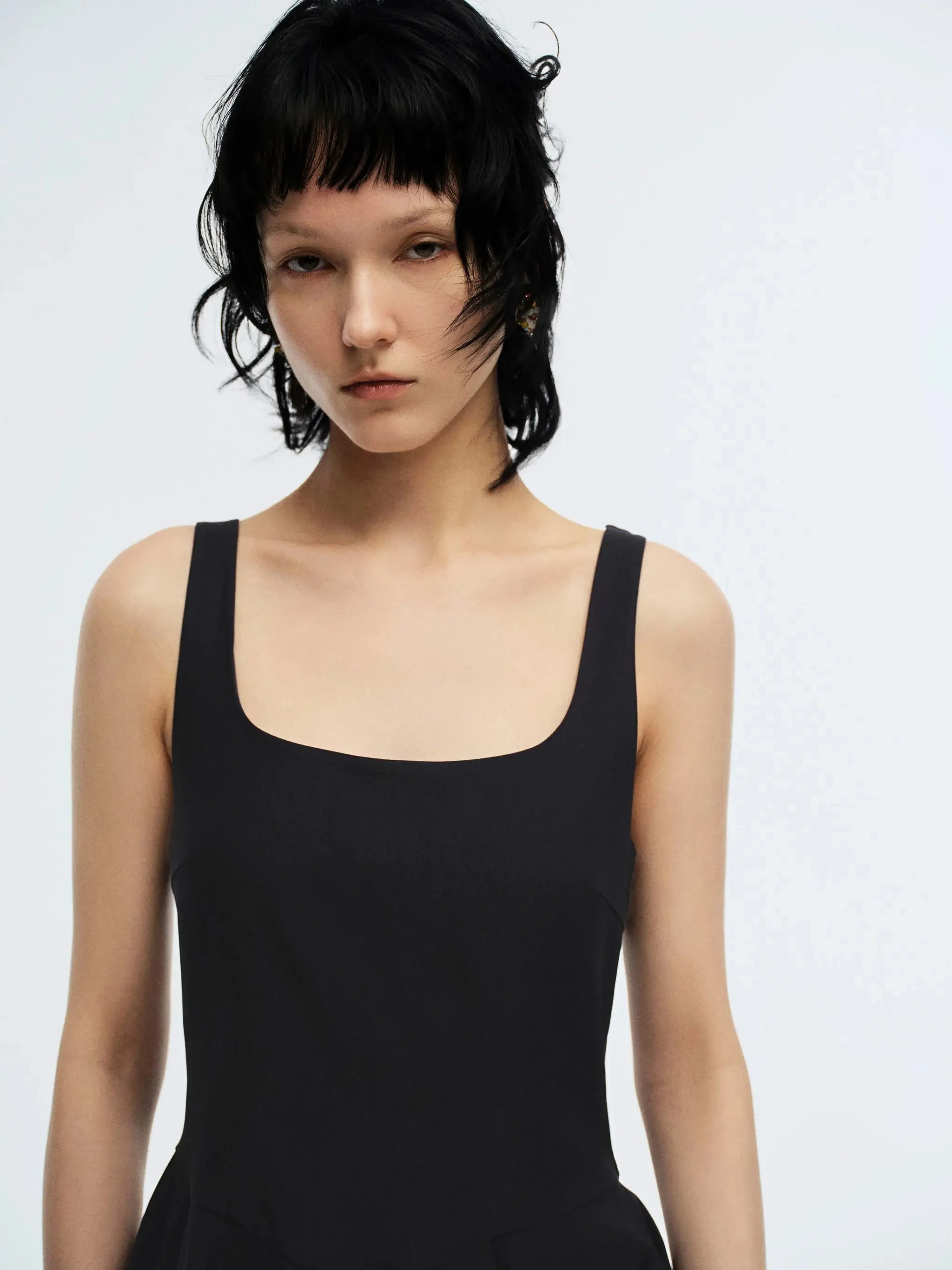 Strappy Stretch Nipped-Waist A-Line Dresses