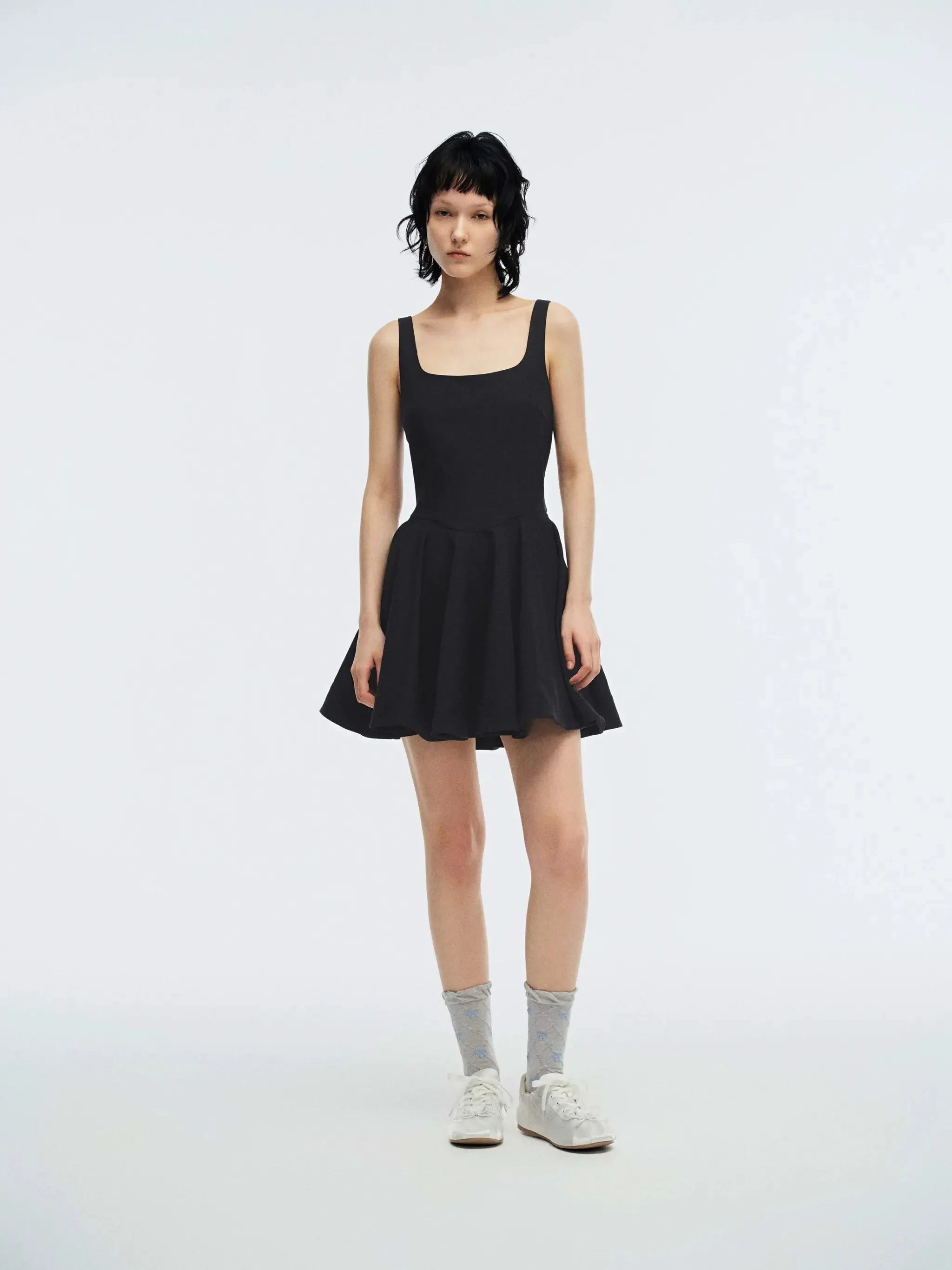 Strappy Stretch Nipped-Waist A-Line Dresses
