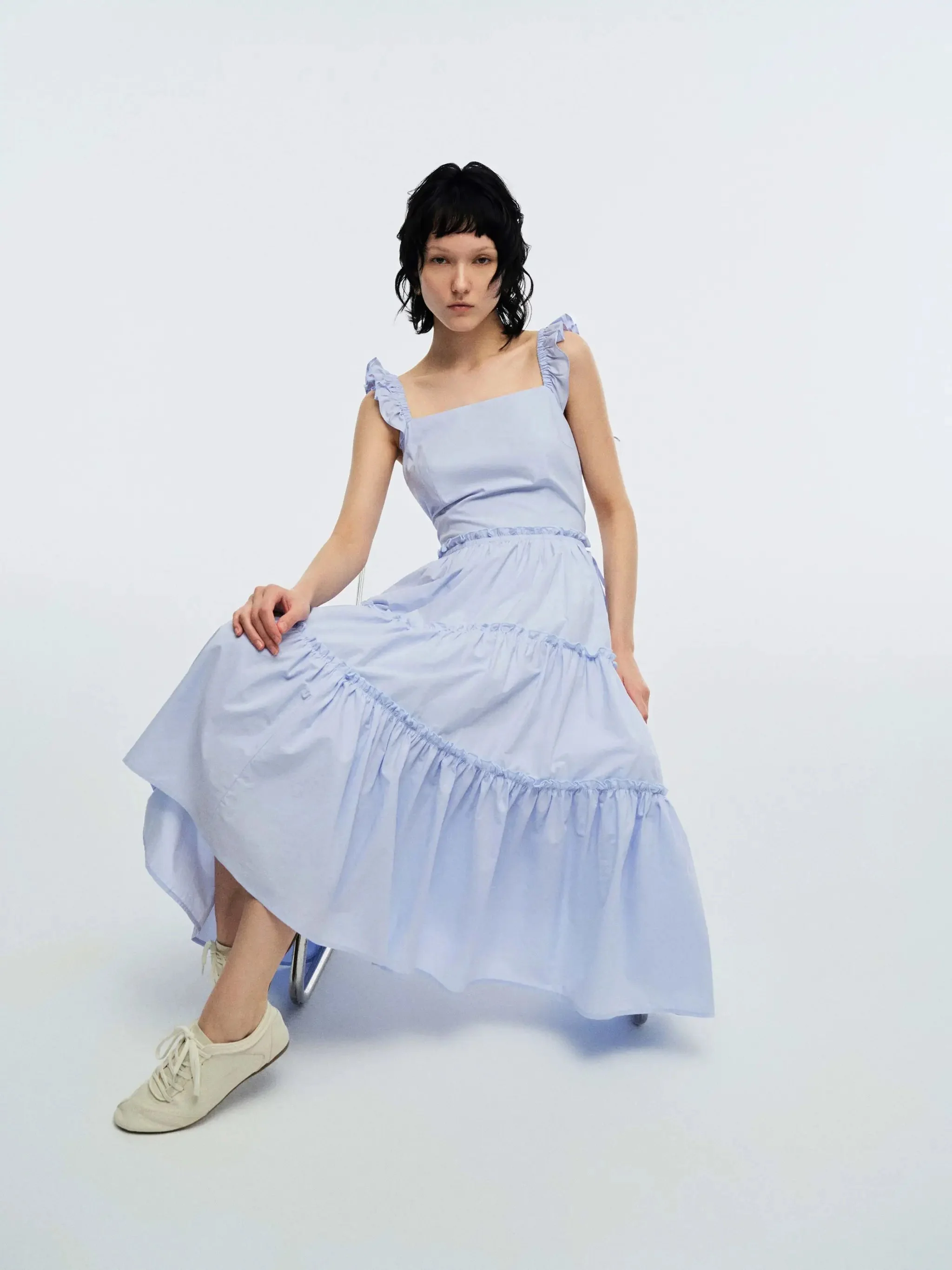 11309-ruffle-detail-shirred-a-line-midi-dresses-for-elegant-look-10.webp Ruffle Detail Shirred A-Line Midi Dresses For Elegant Look