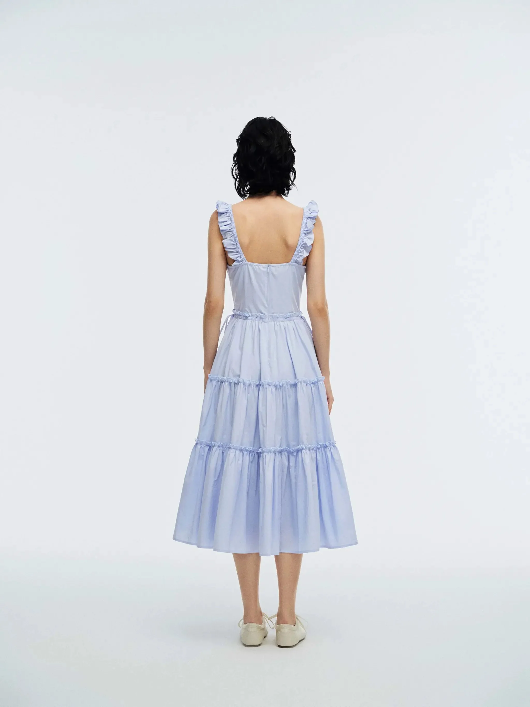 11309-ruffle-detail-shirred-a-line-midi-dresses-for-elegant-look-14.webp Ruffle Detail Shirred A-Line Midi Dresses For Elegant Look