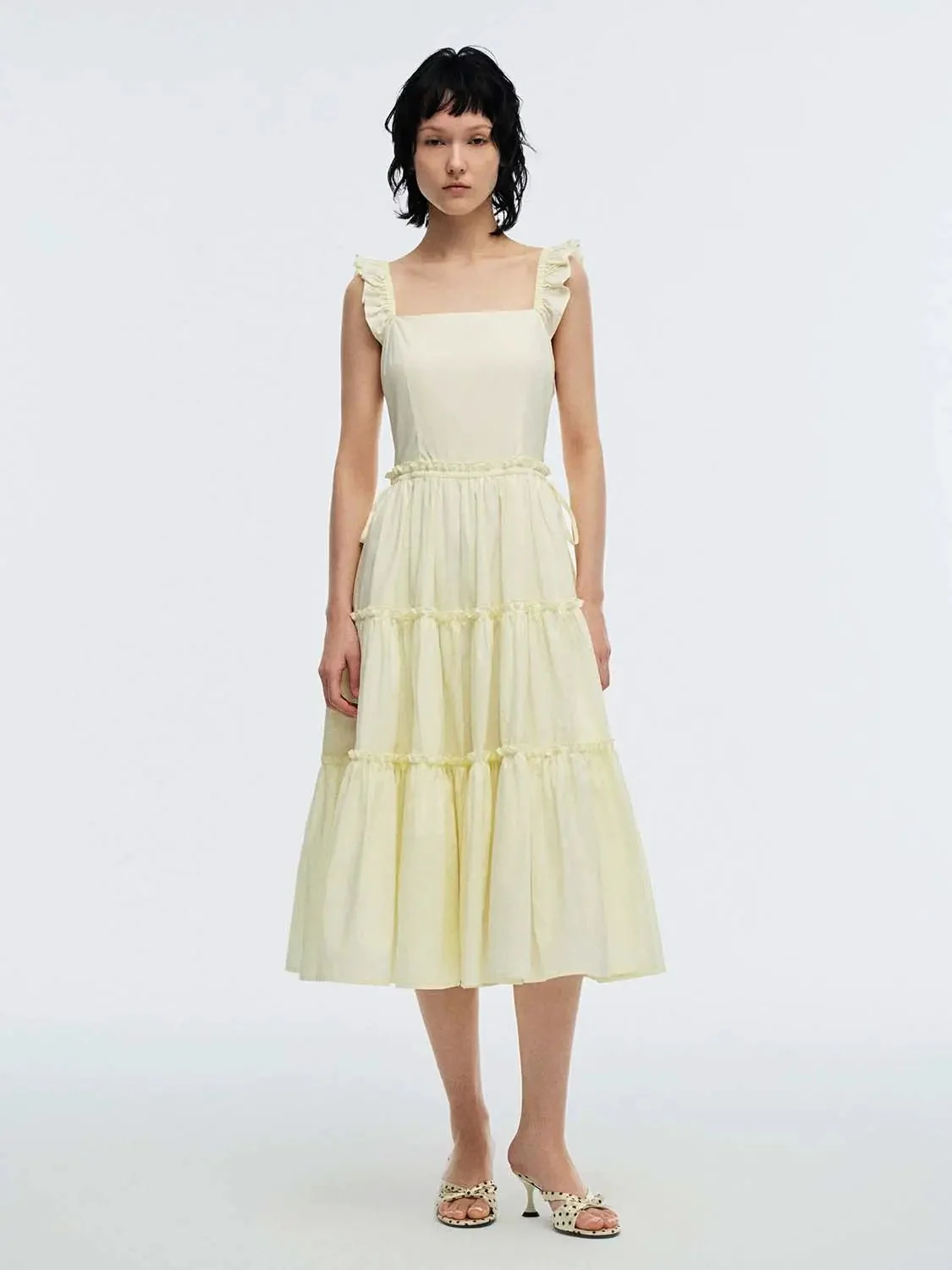 11309-ruffle-detail-shirred-a-line-midi-dresses-for-elegant-look-17.webp Ruffle Detail Shirred A-Line Midi Dresses For Elegant Look