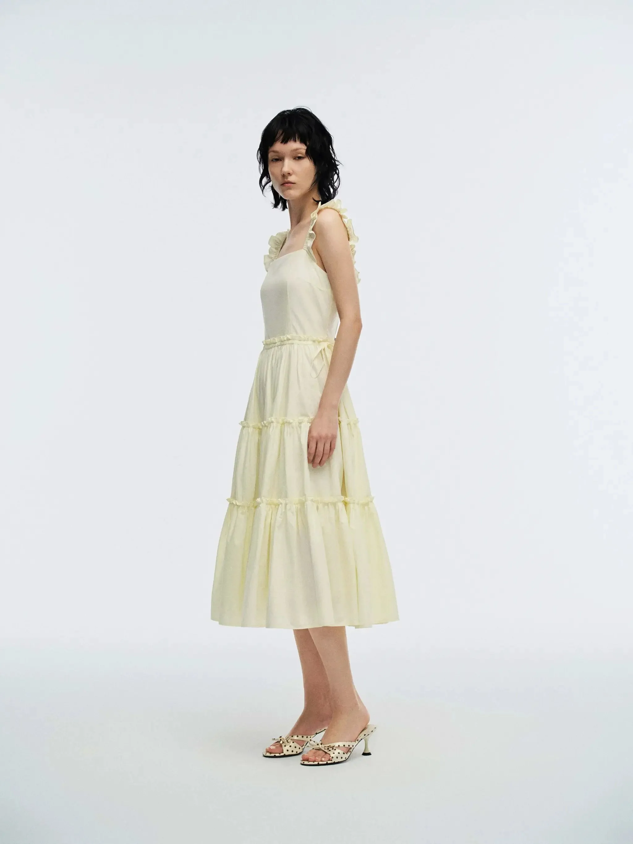 11309-ruffle-detail-shirred-a-line-midi-dresses-for-elegant-look-4.webp Ruffle Detail Shirred A-Line Midi Dresses For Elegant Look